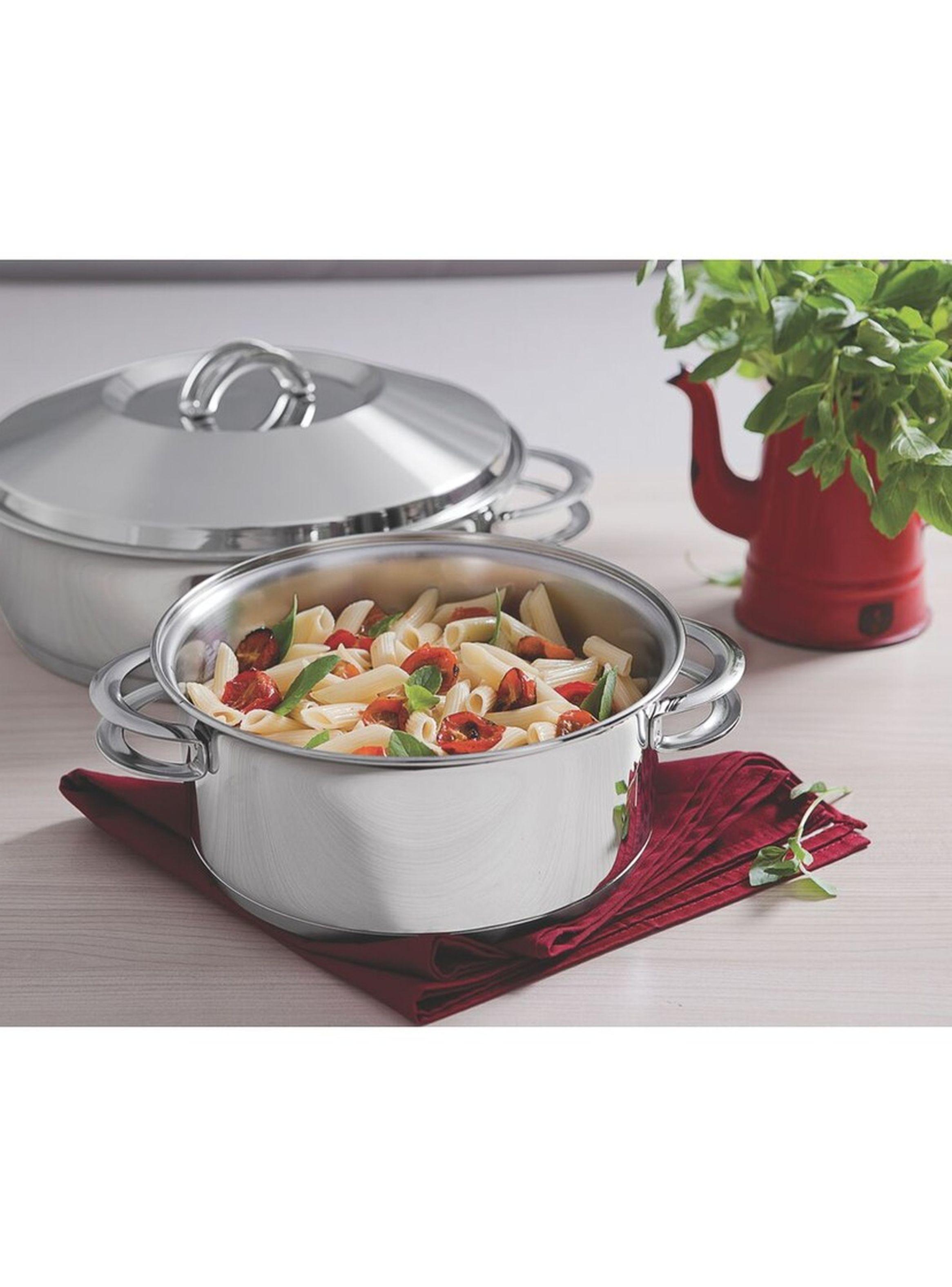 Cacerola Tramontina Solar rasa de acero inoxidable fondo triple con tapa y asas 24 cm 4 7 L-5