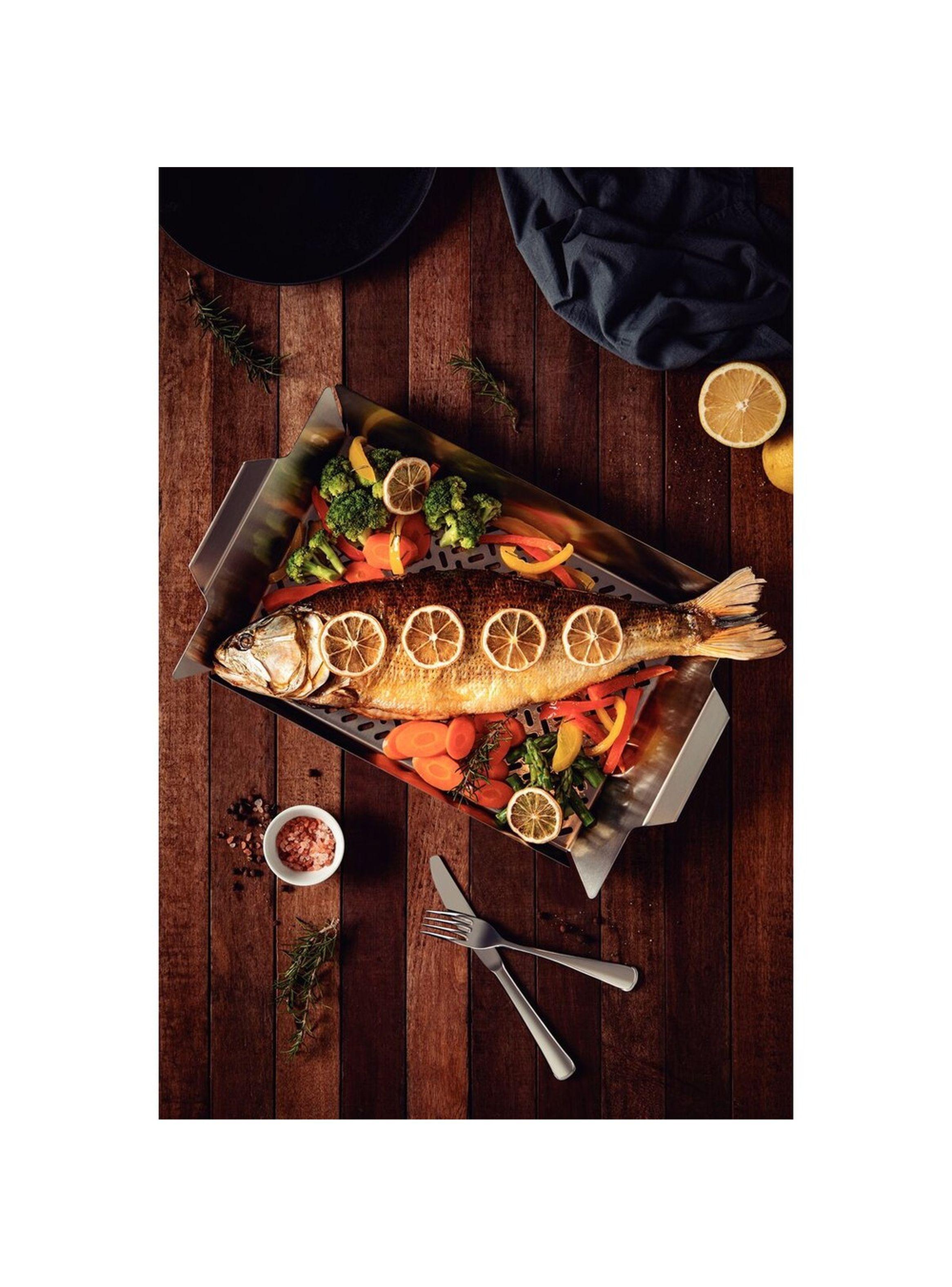 Asadera Tramontina Cosmos para pescado de acero inoxidable 48 x 32 cm-2