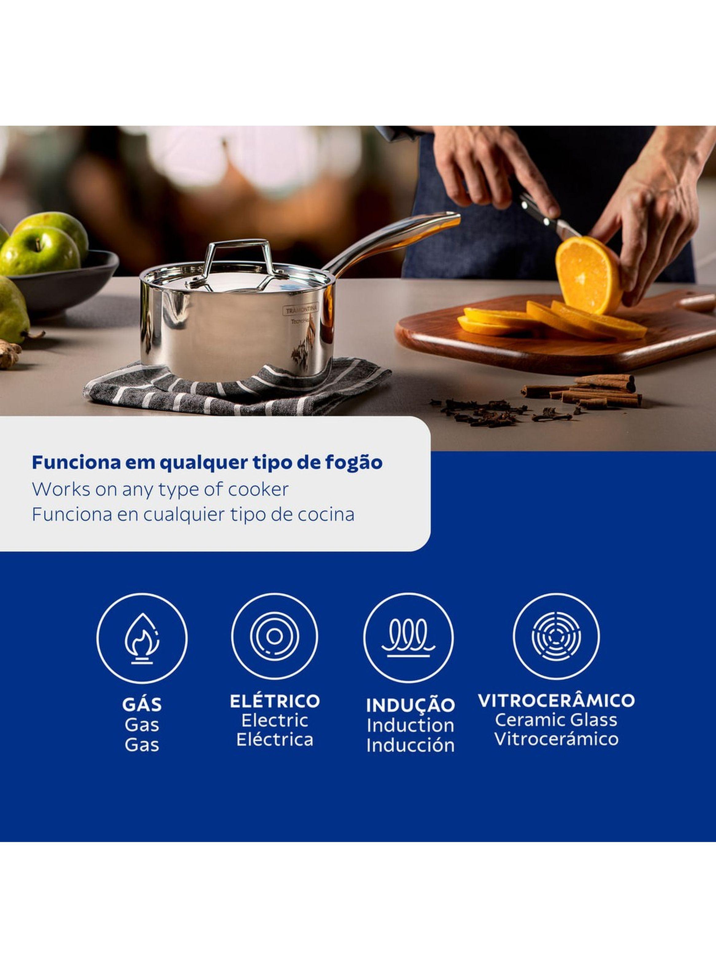 Olla Tramontina Grano de acero inoxidable cuerpo triple con tapa y mango 16 cm 1 7 L-5