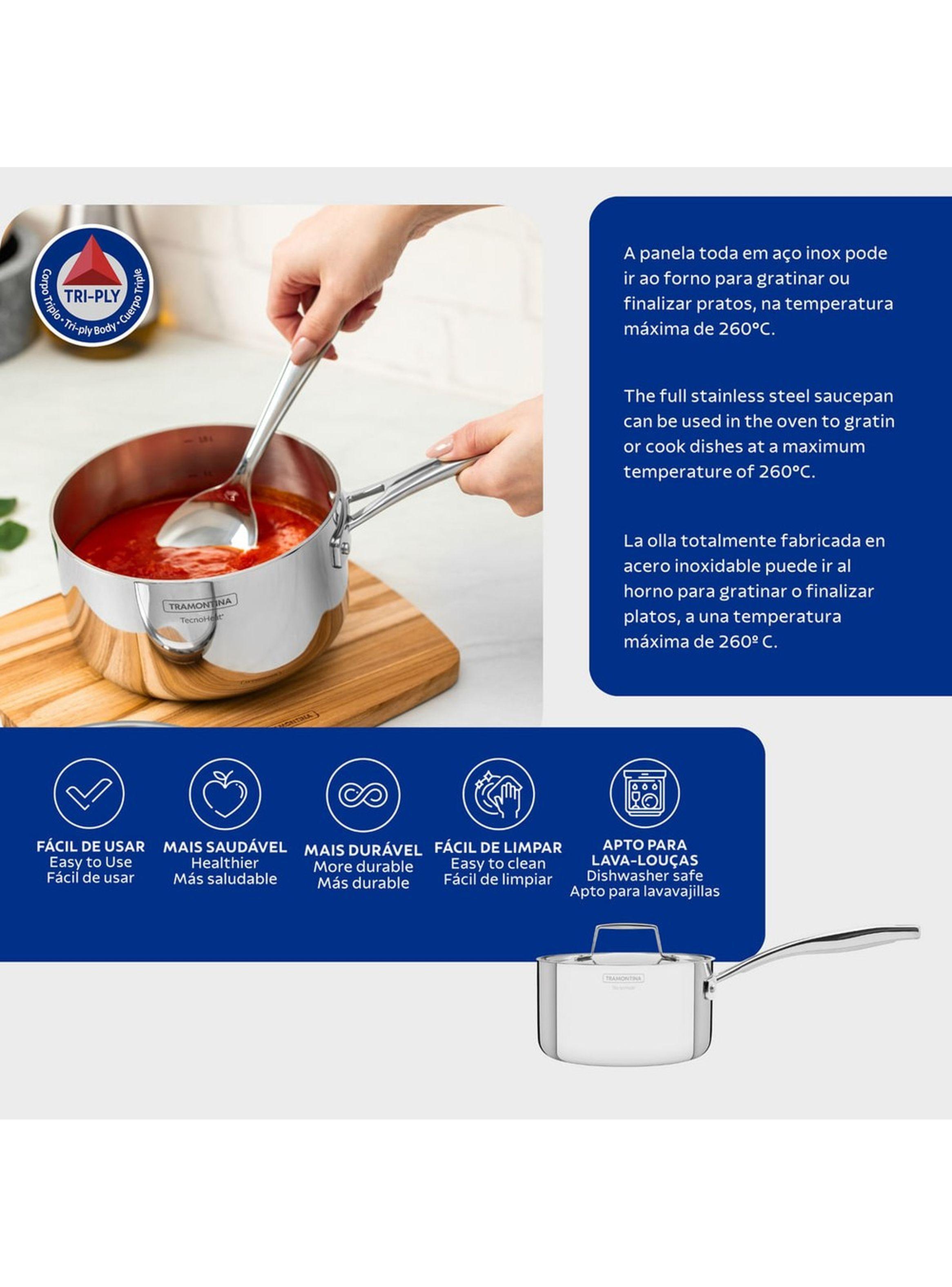 Olla Tramontina Grano de acero inoxidable cuerpo triple con tapa y mango 16 cm 1 7 L-6
