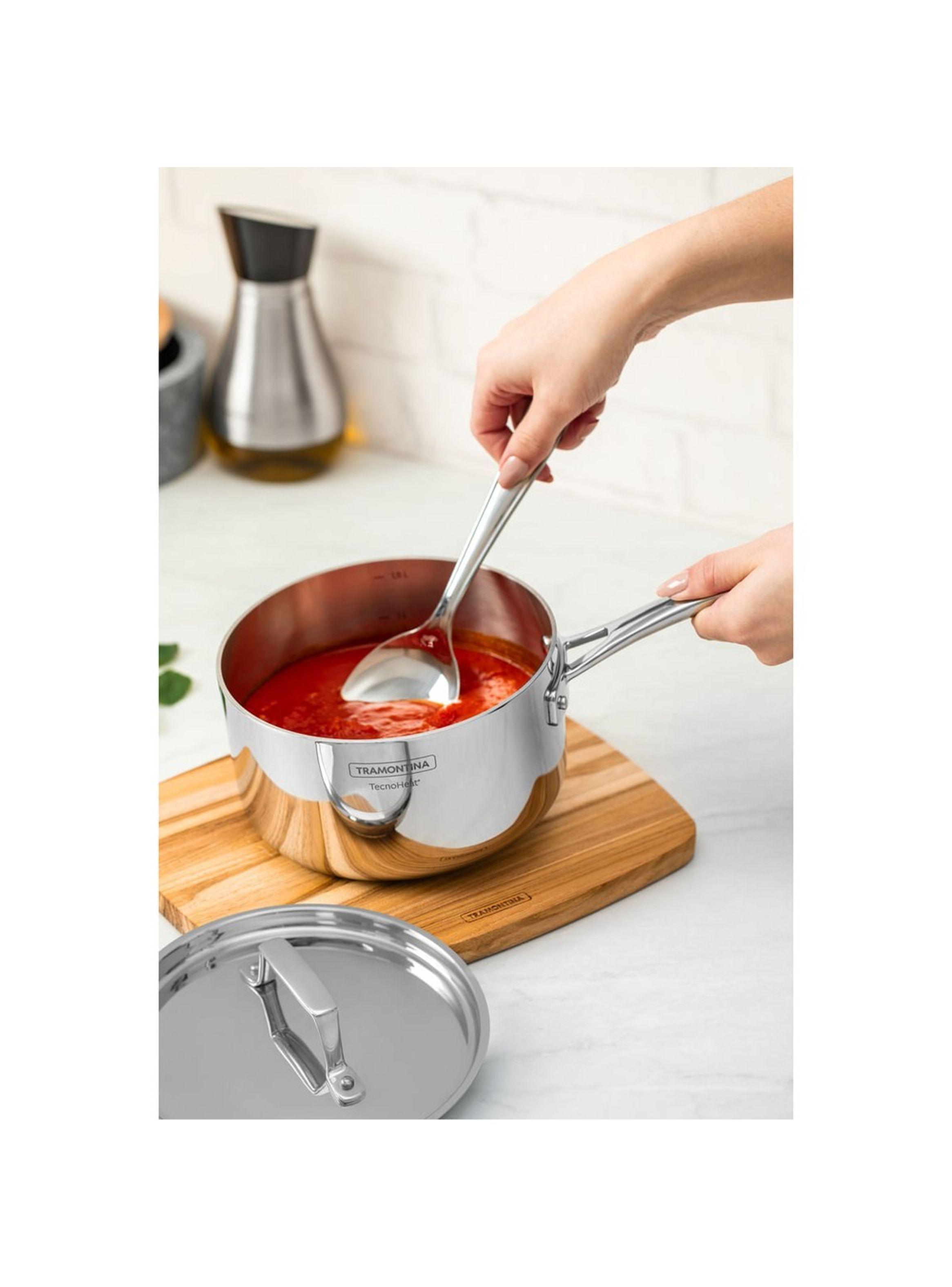 Olla Tramontina Grano de acero inoxidable cuerpo triple con tapa y mango 16 cm 1 7 L-7