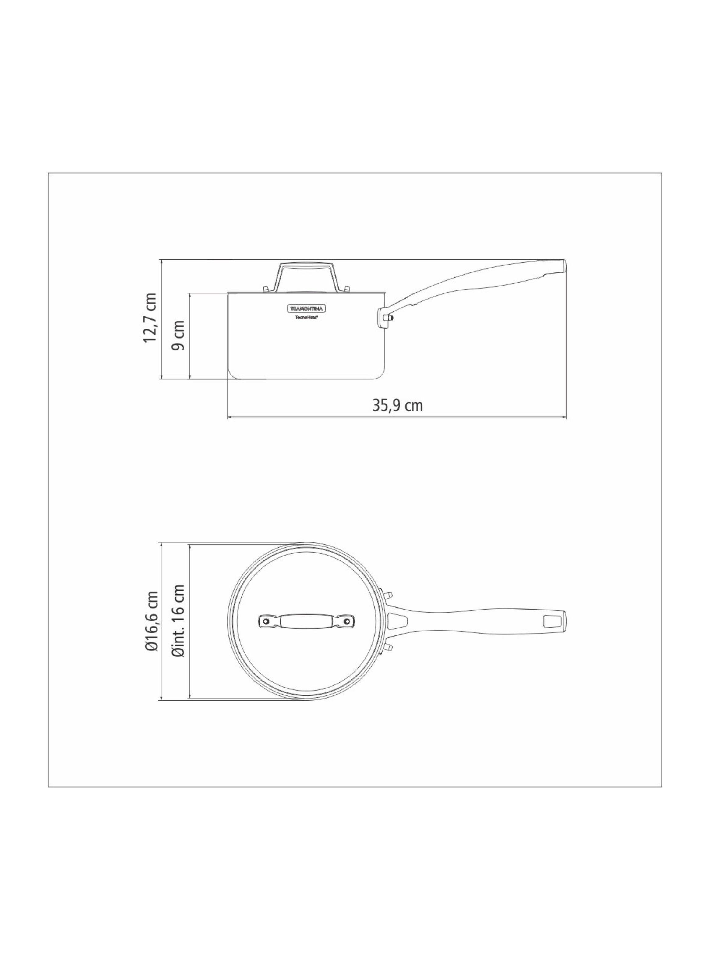Olla Tramontina Grano de acero inoxidable cuerpo triple con tapa y mango 16 cm 1 7 L-8