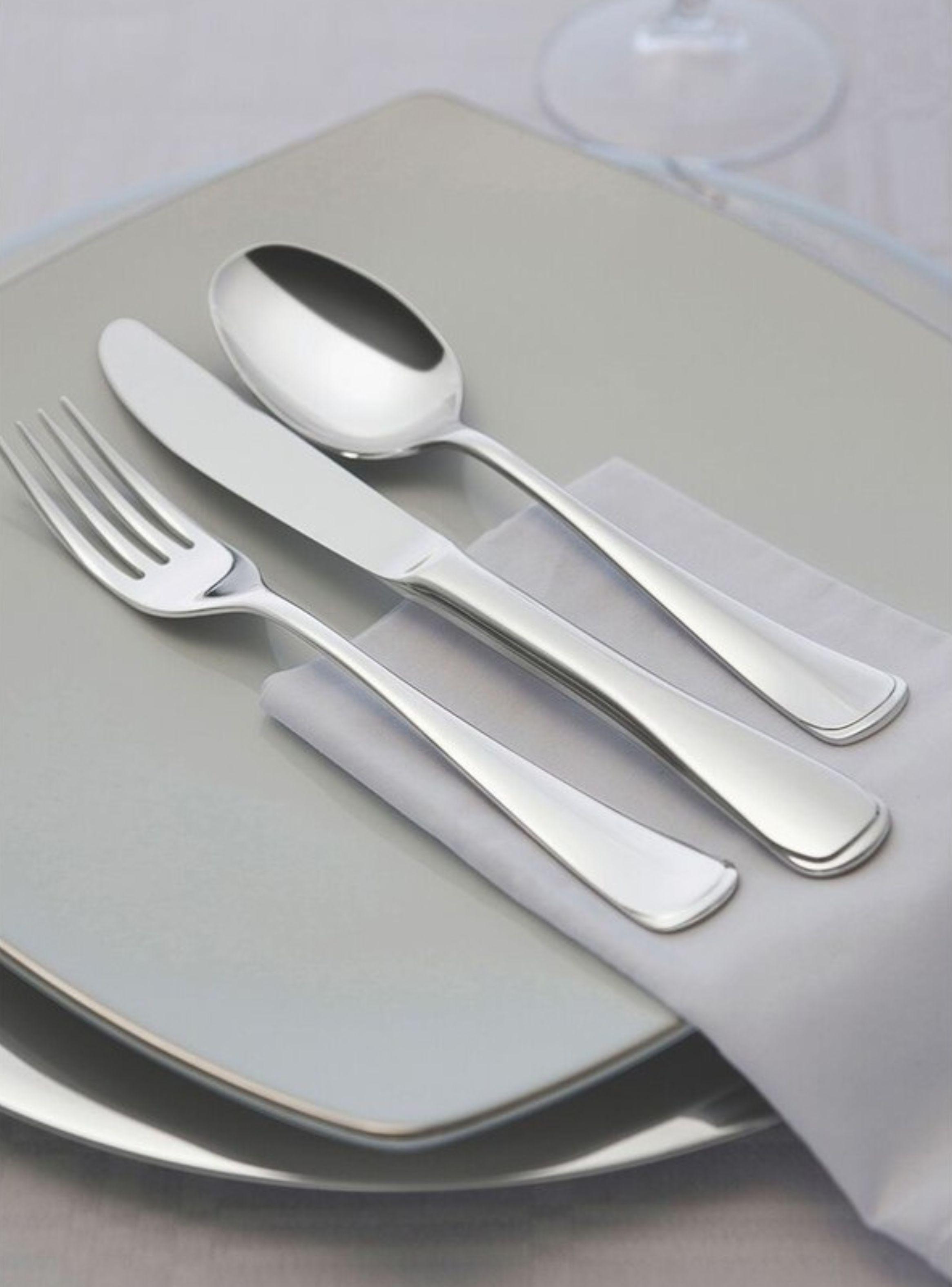 Juego de cubiertos de 130 piezas Tramontina M naco de acero inoxidable con cuchillos de mesa forjado-4