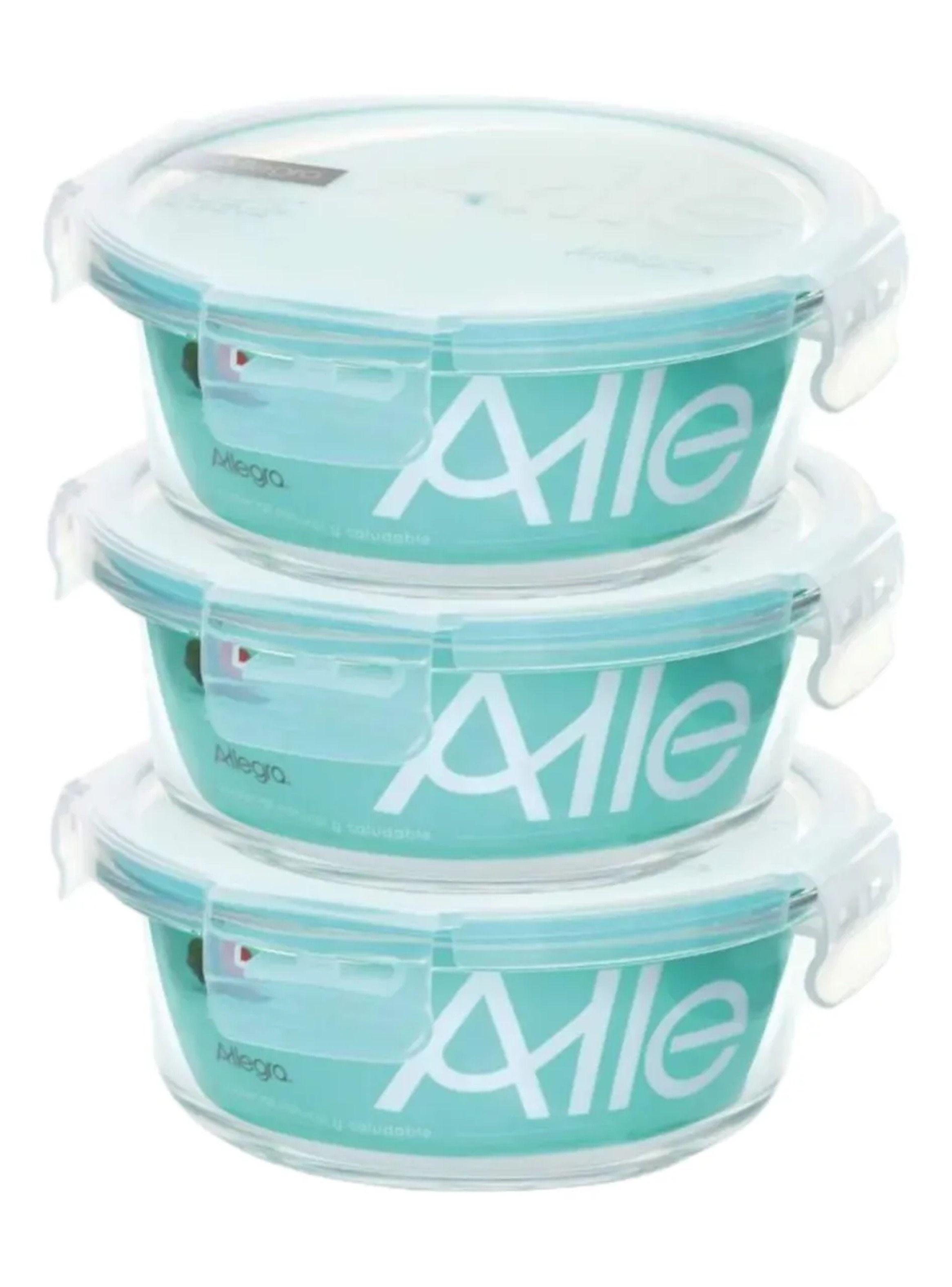 Pack de 3 Contenedores Herm tico De Vidrio Redondo 370 Ml-2