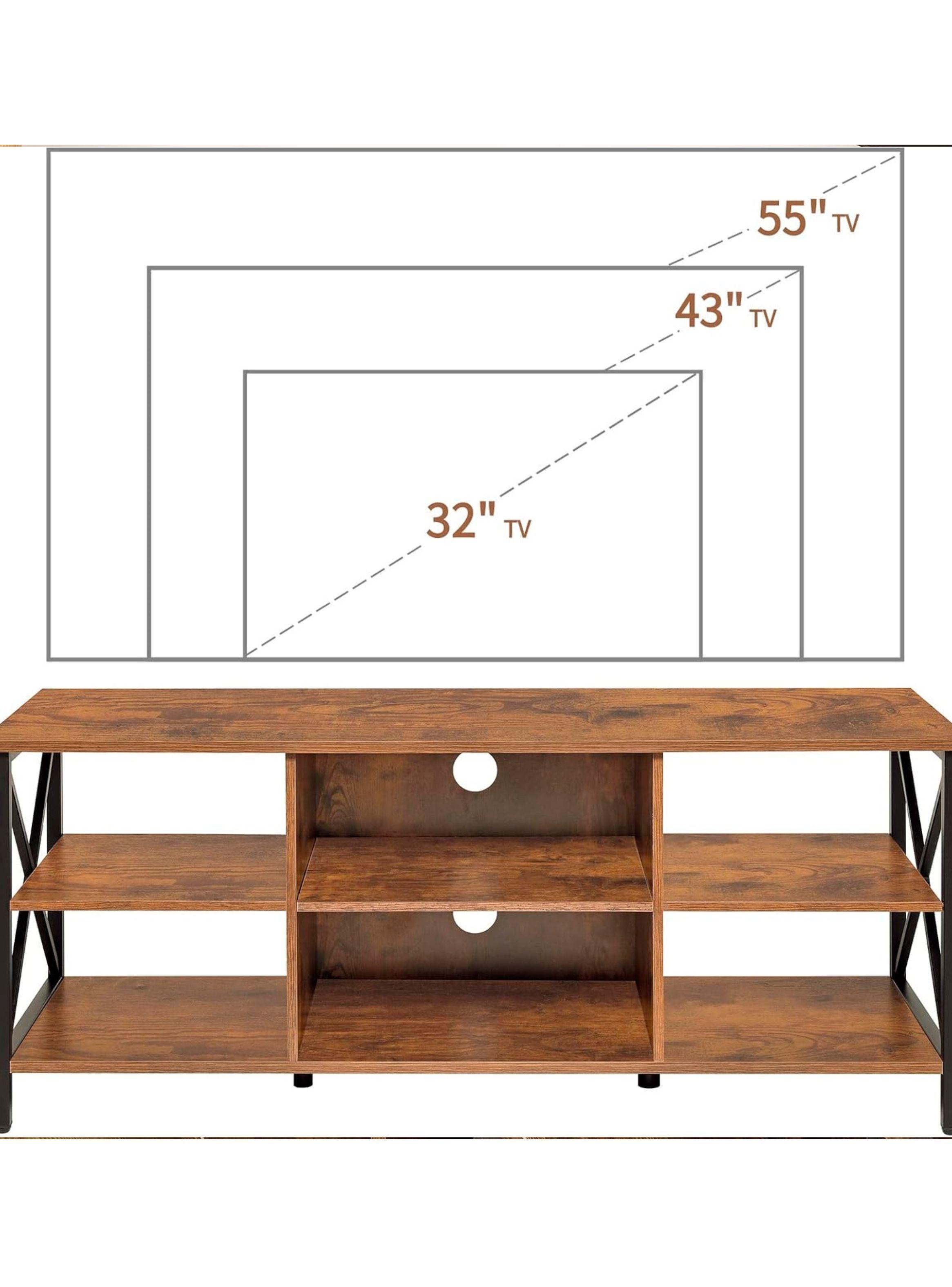Rack Librero Industrial para TV Madera Cafe y Metal Estilo Moderno y Funcional-5