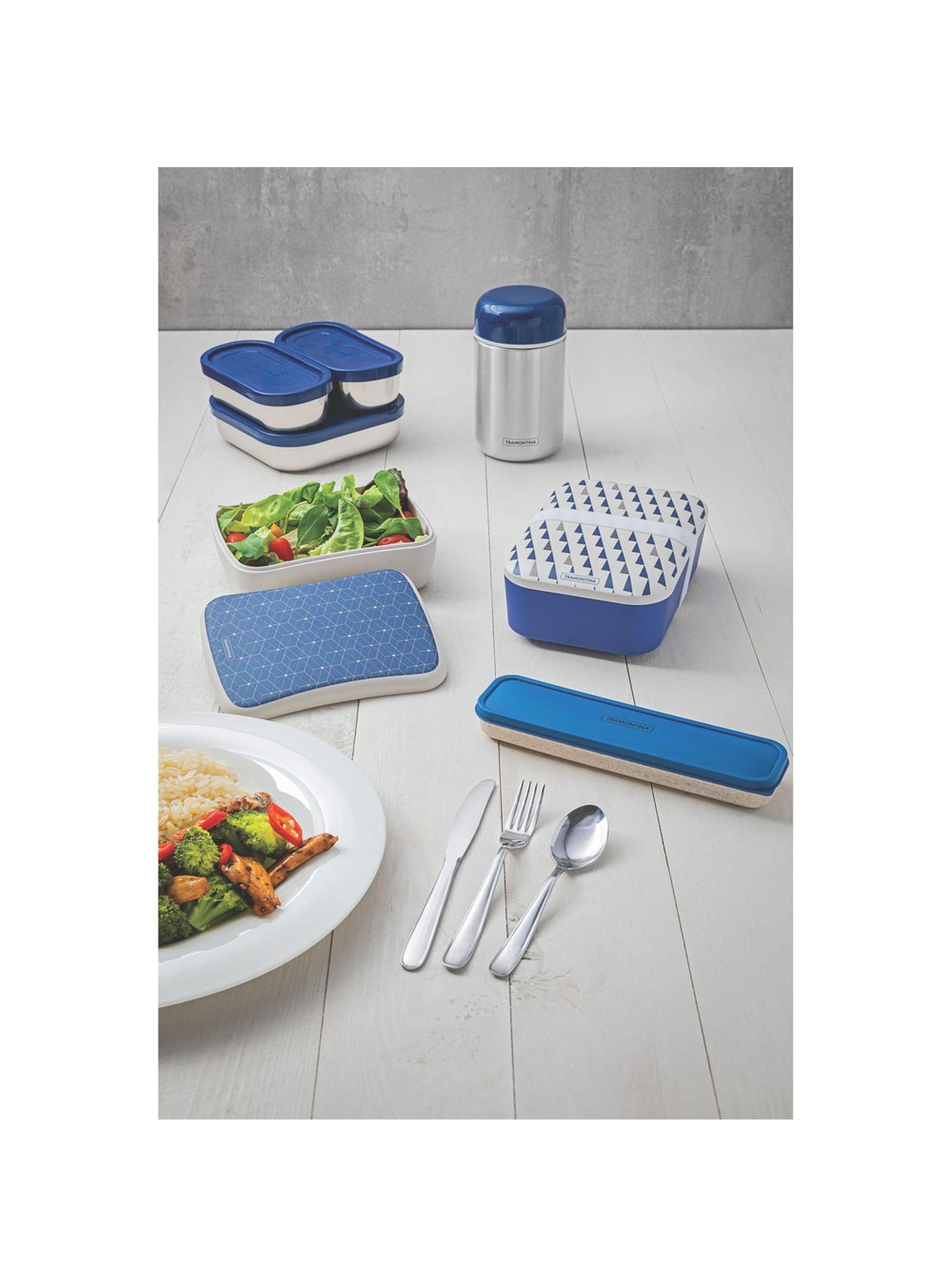 Contenedor térmico de acero inoxidable con tapa azul de 400 ml Tramontina-2