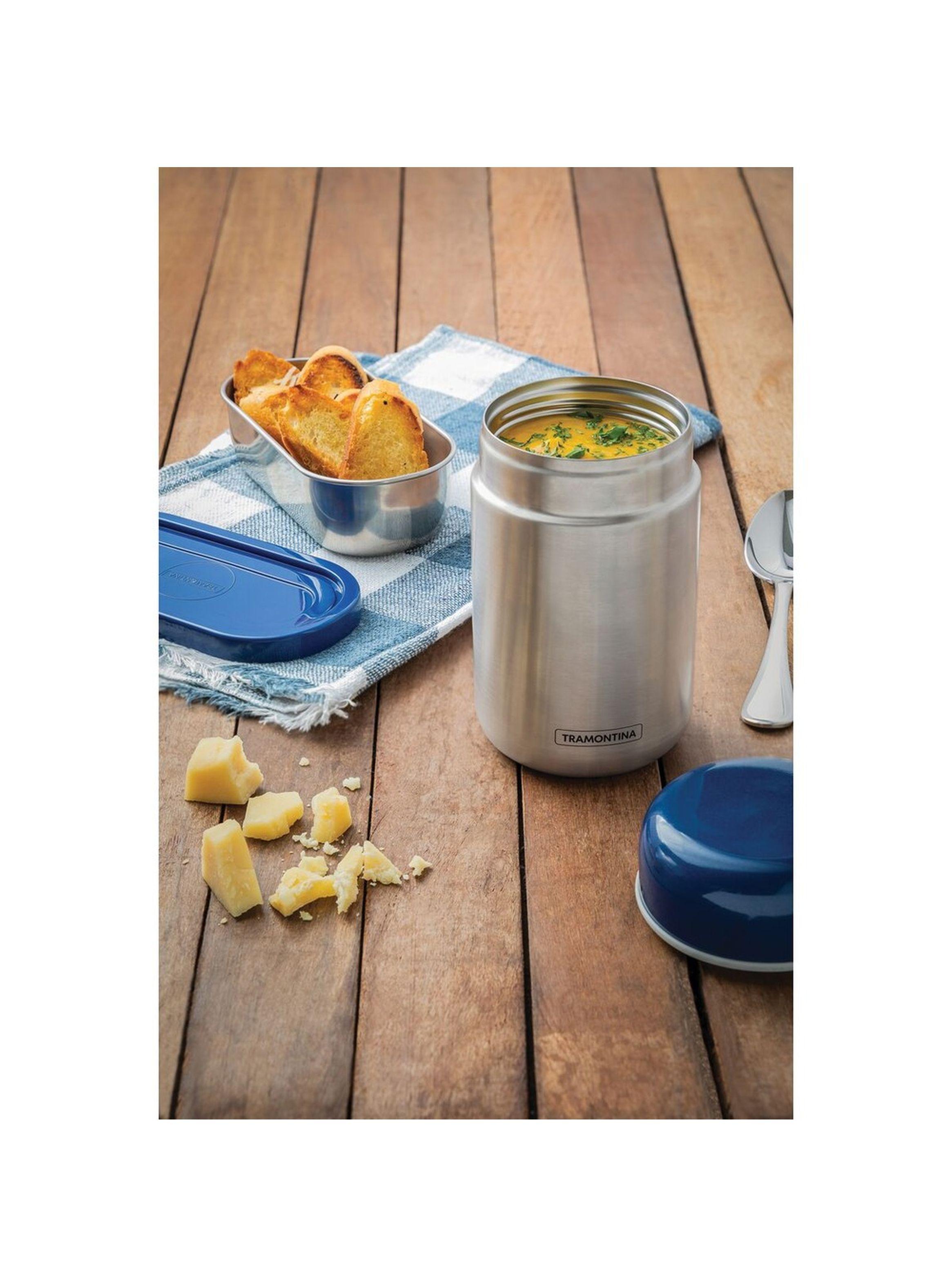 Contenedor térmico de acero inoxidable con tapa azul de 400 ml Tramontina-3