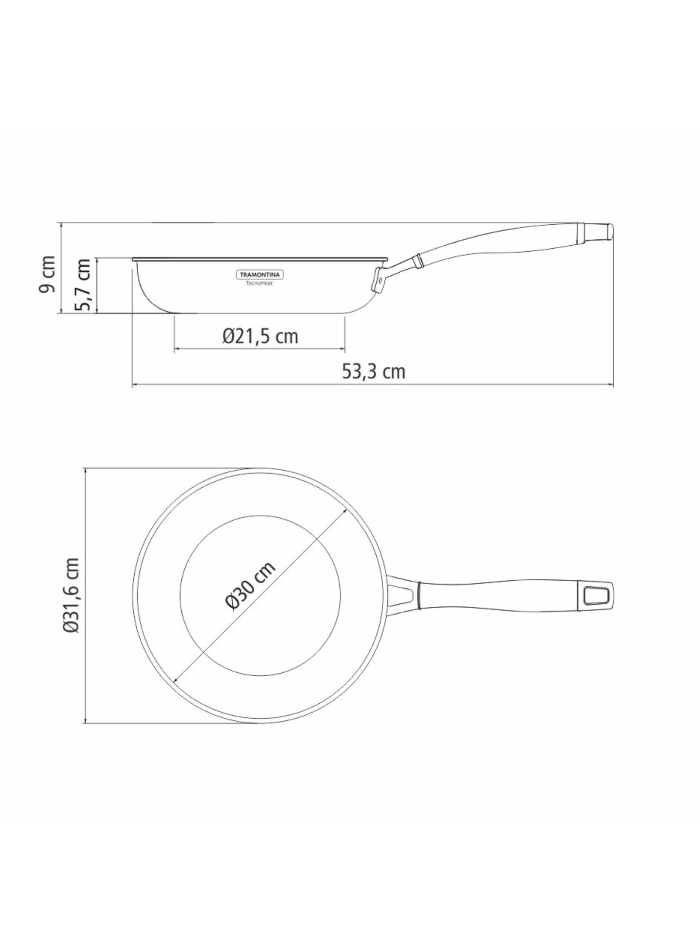 Sarten Tramontina Grano Ace. Inoxi. cuerpo triple interior antiadherente 30cm -6