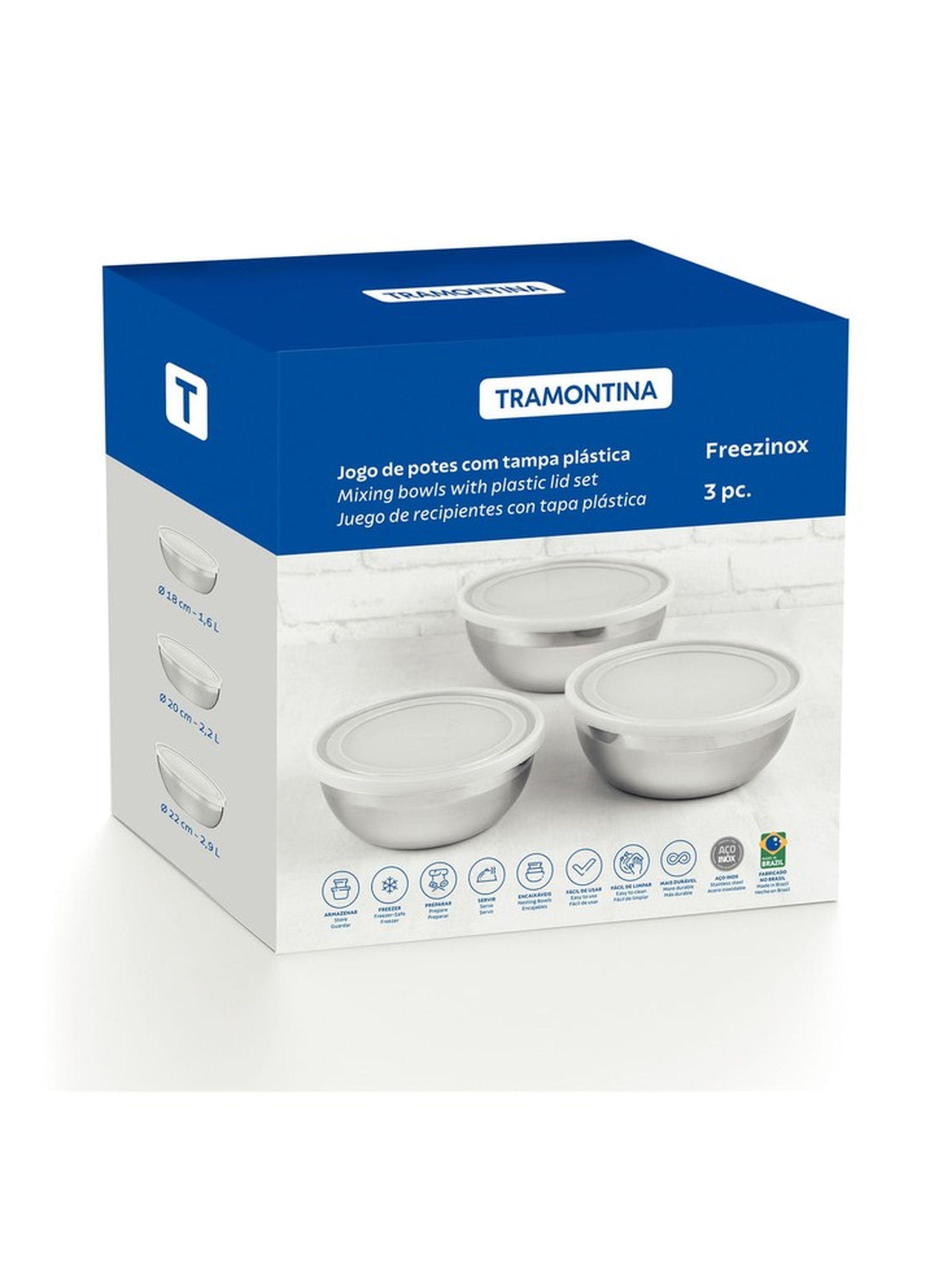 Juego contenedores Freezinox acero inoxidable tapa plastica 3 piezas Tramontina-8
