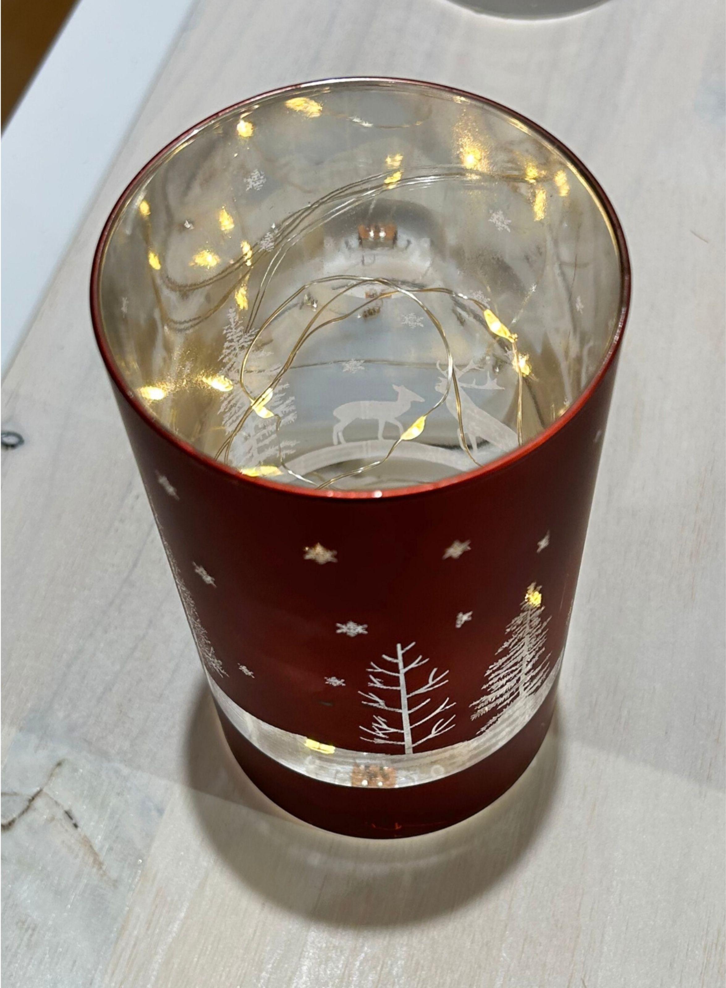 Pack de 3 Portavelas de Luz led Navideñas de color Rojo-3
