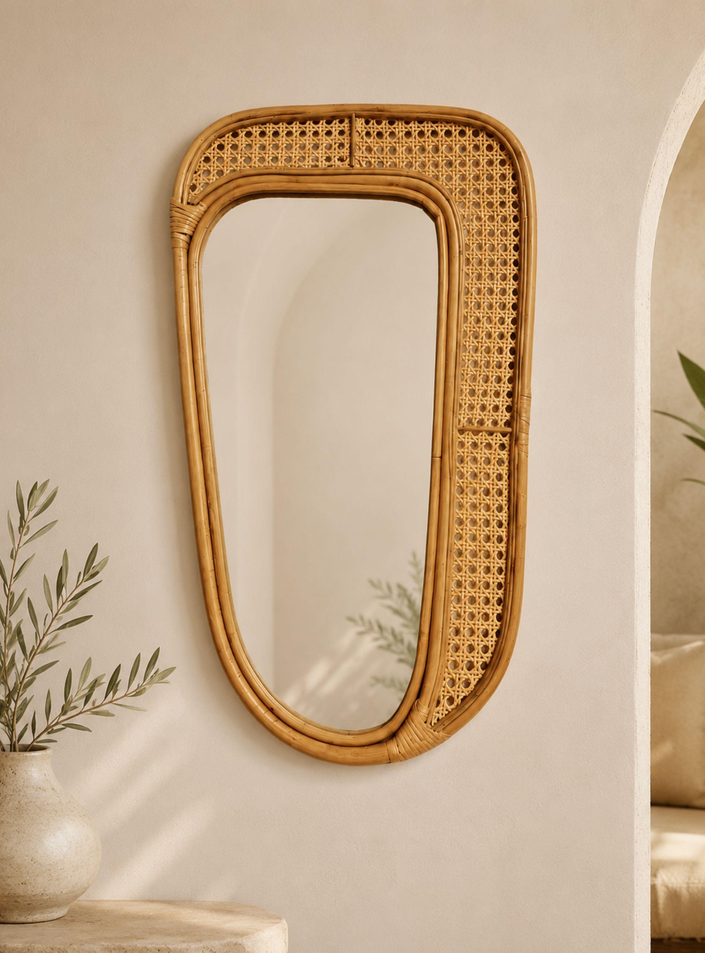 Espejo Decorativo de Ratán Natural BOHEMIK 80 cm x 50 cm-4
