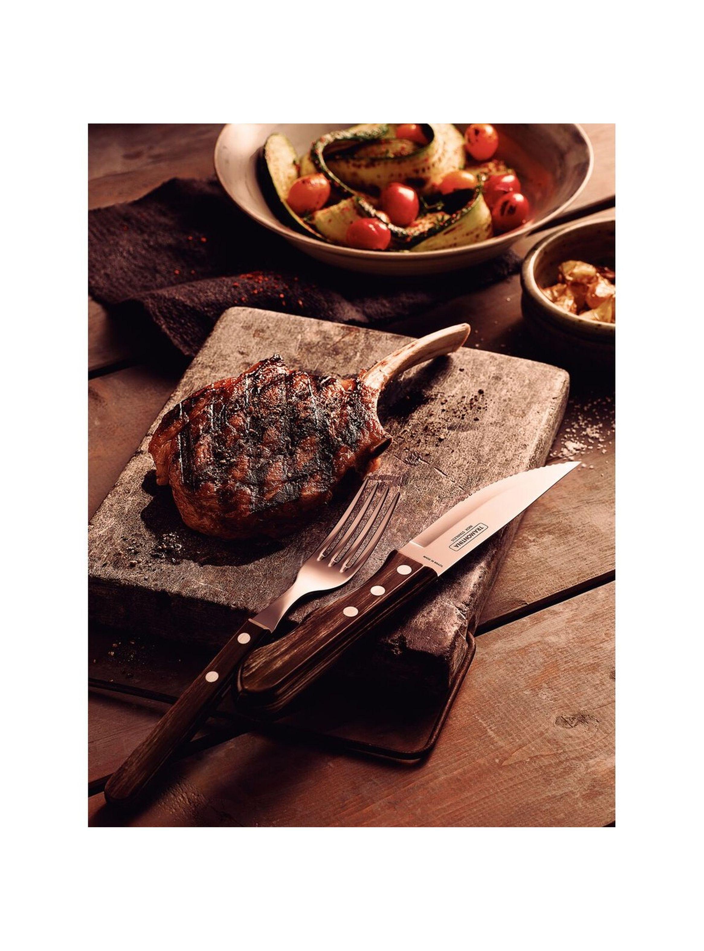 Juego de Cubiertos para Asado Jumbo Tramontina de Acero Inoxidable con Mango Casta o Polywood 12 pi-3