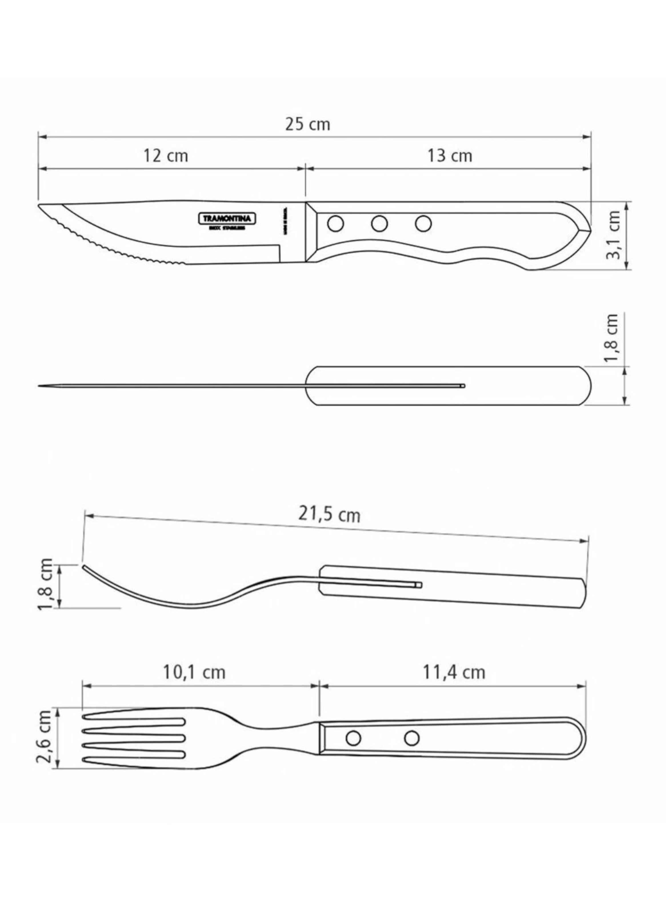 Juego de Cubiertos para Asado Jumbo Tramontina de Acero Inoxidable con Mango Casta o Polywood 12 pi-5