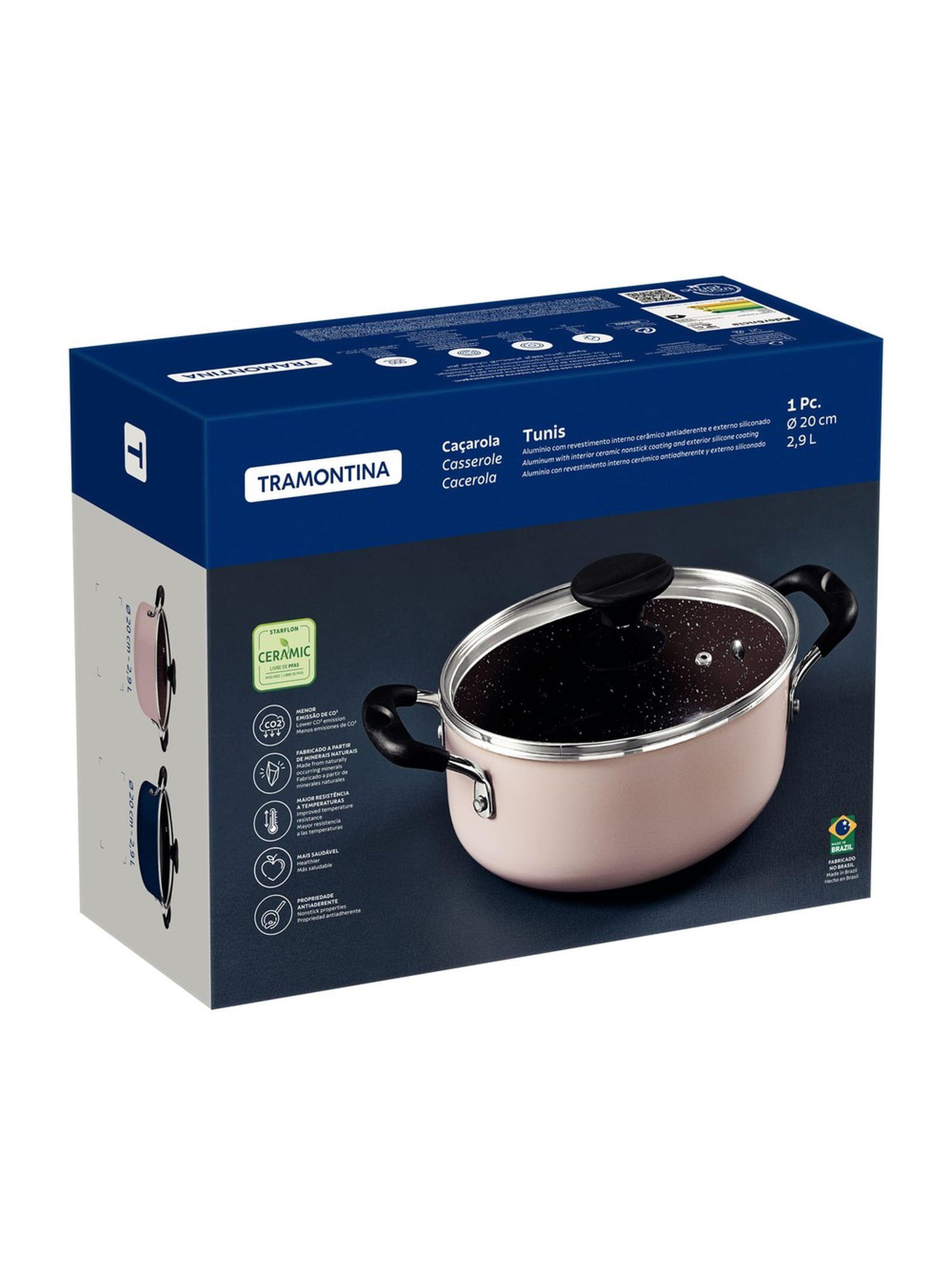 Cacerola con Interior Cerámico 20 cm 2,9 L Tramontina Tunis-2