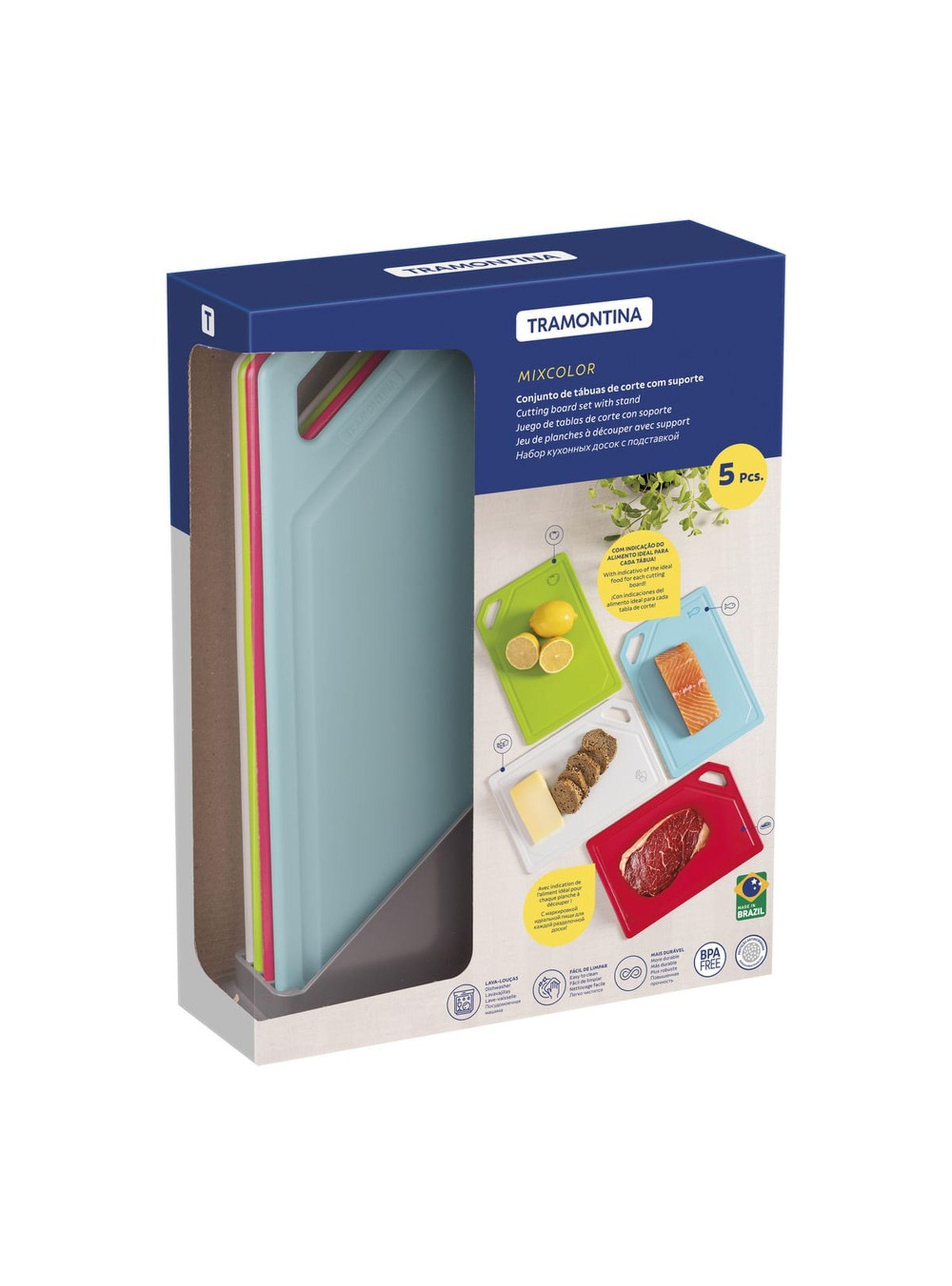 Juego de Tablas de Corte Tramontina MixColor con Soporte 5 Piezas-5