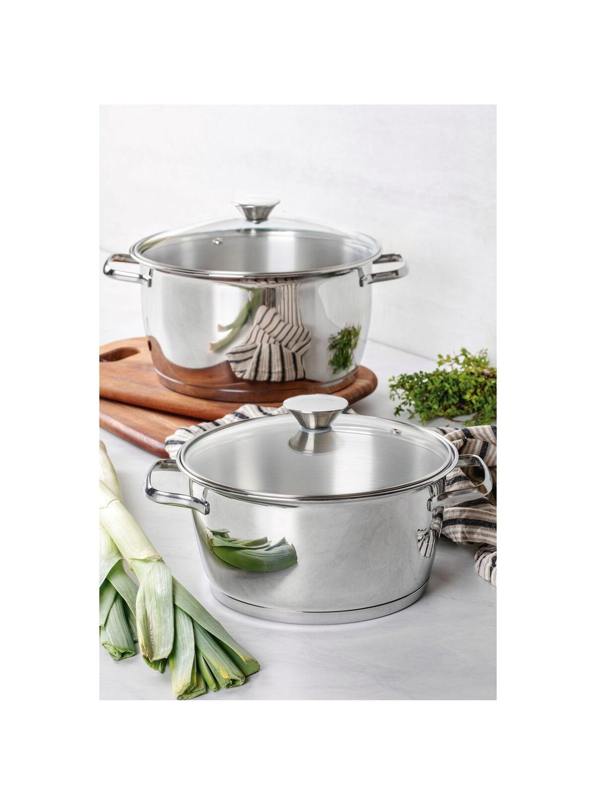 Cacerola honda Allegra de acero inoxidable con fondo triple y tapa de vidrio de 24 cm y 5 7 L Tramon-3