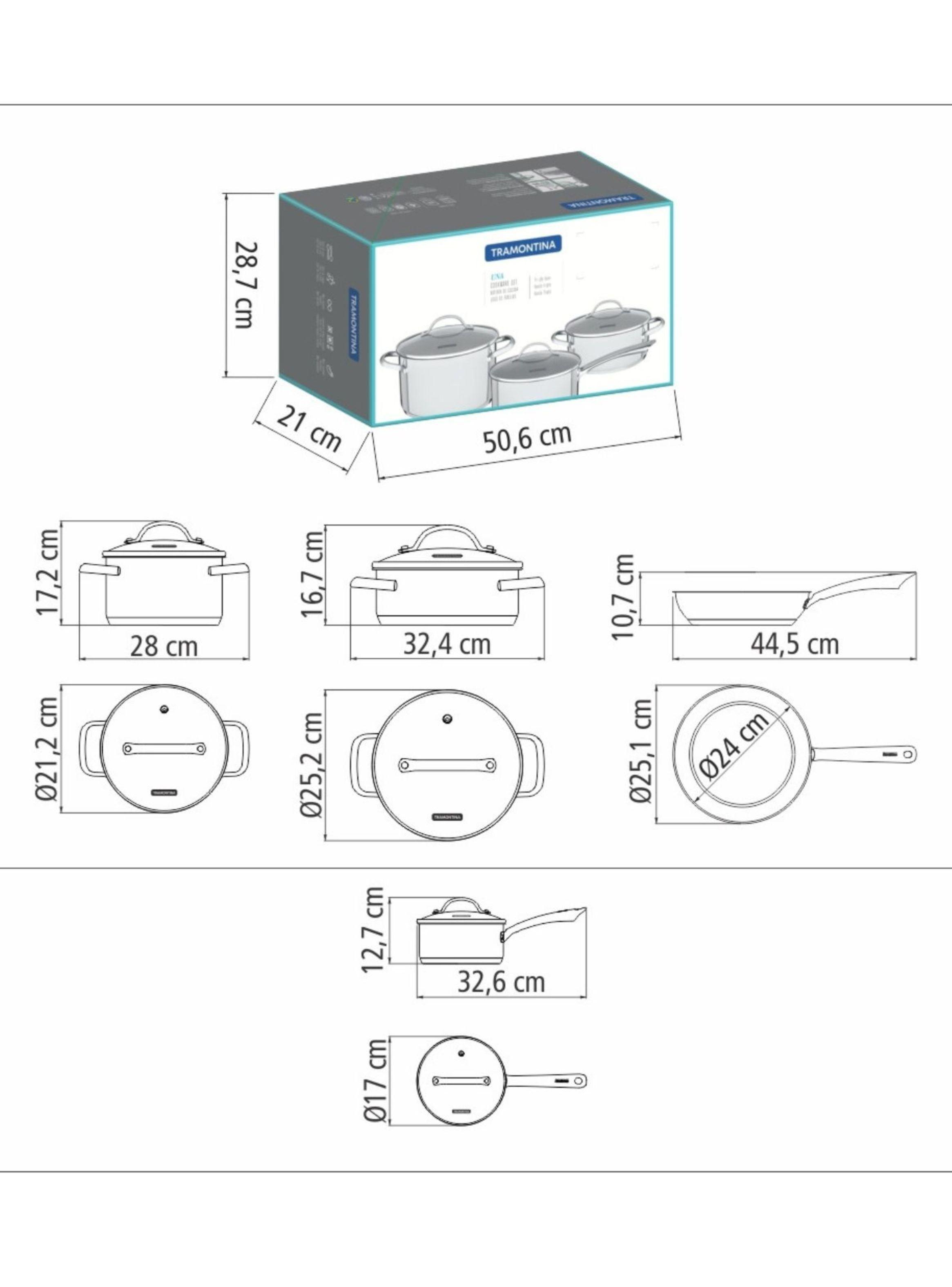 Bateria de Cocina en Acero Triple Fondo 4 Pza Tramontina Una-5