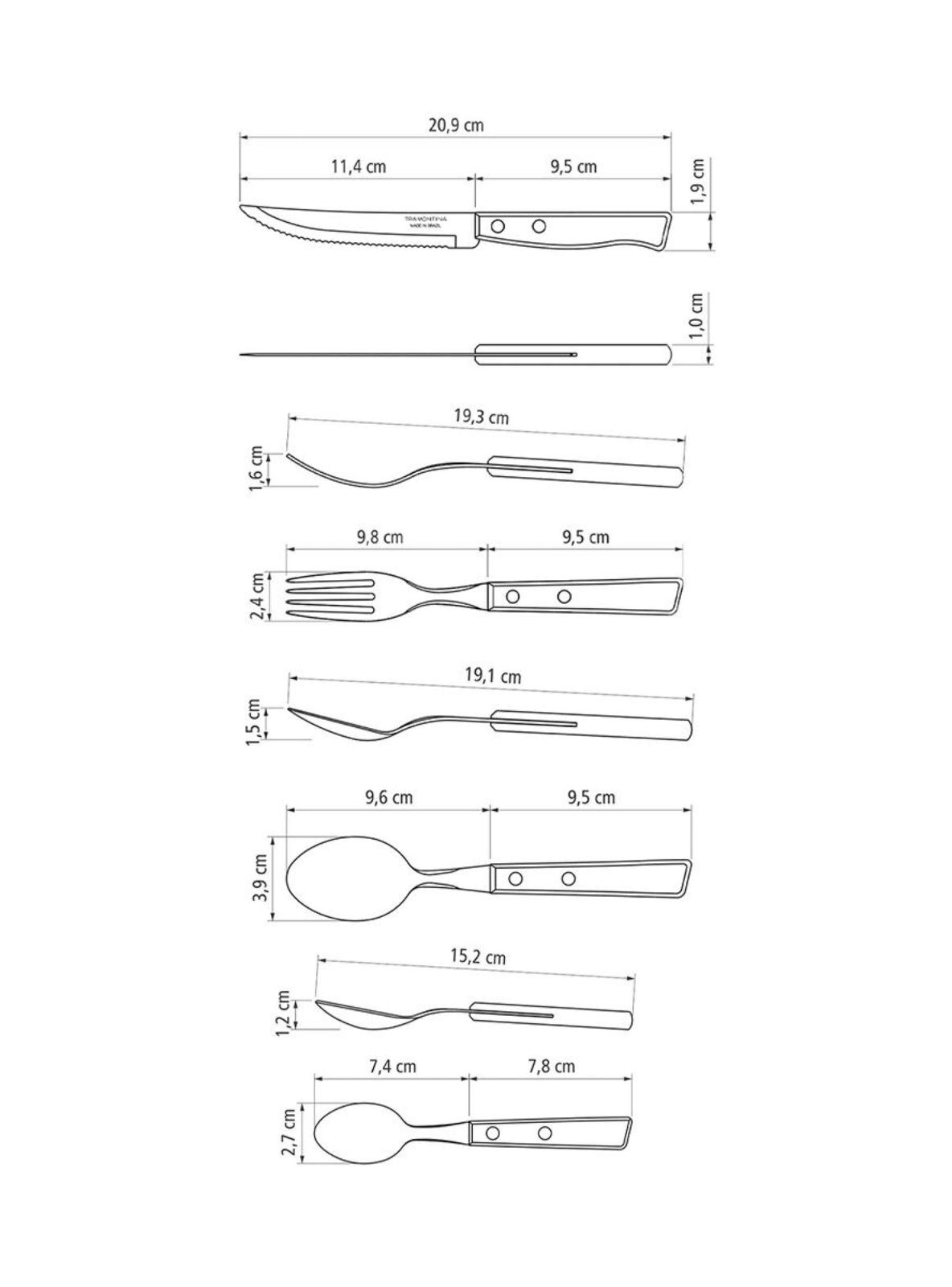Juego de Cubiertos Tramontina Tradicional con L minas en Acero Inoxidable y Mangos de Madera Natural-4