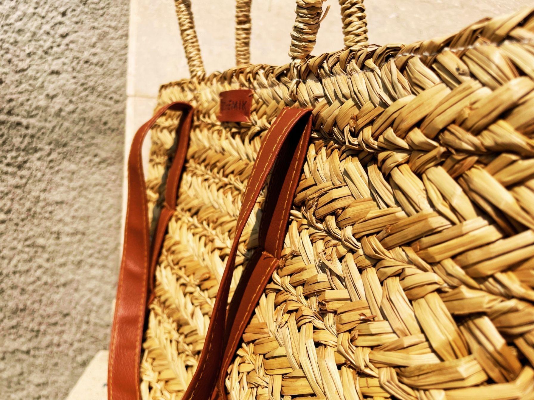 Bolso de Boho de paja con doble asa-7