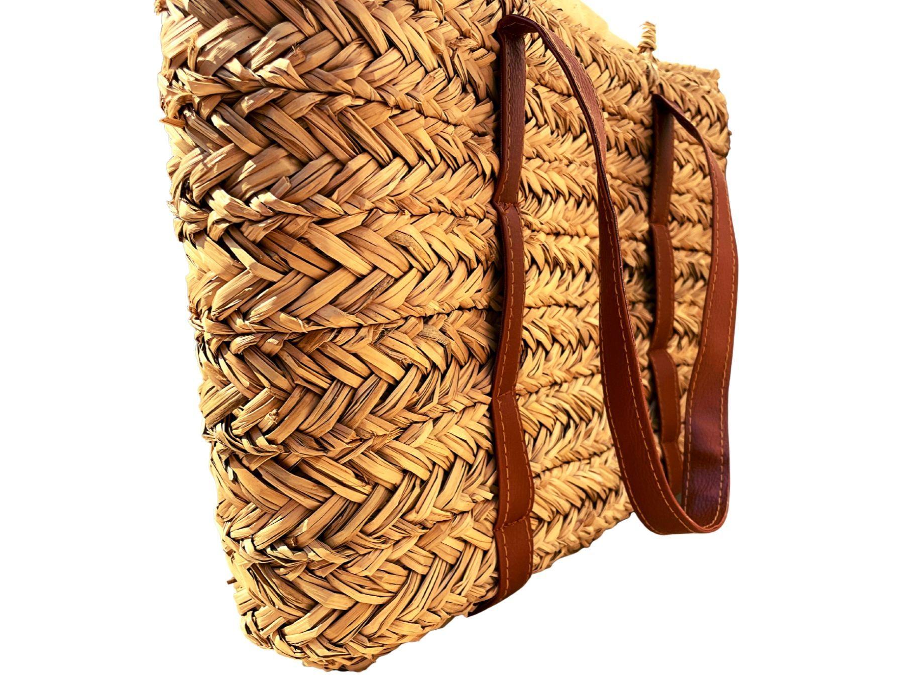 Bolso de Boho de paja con doble asa-5