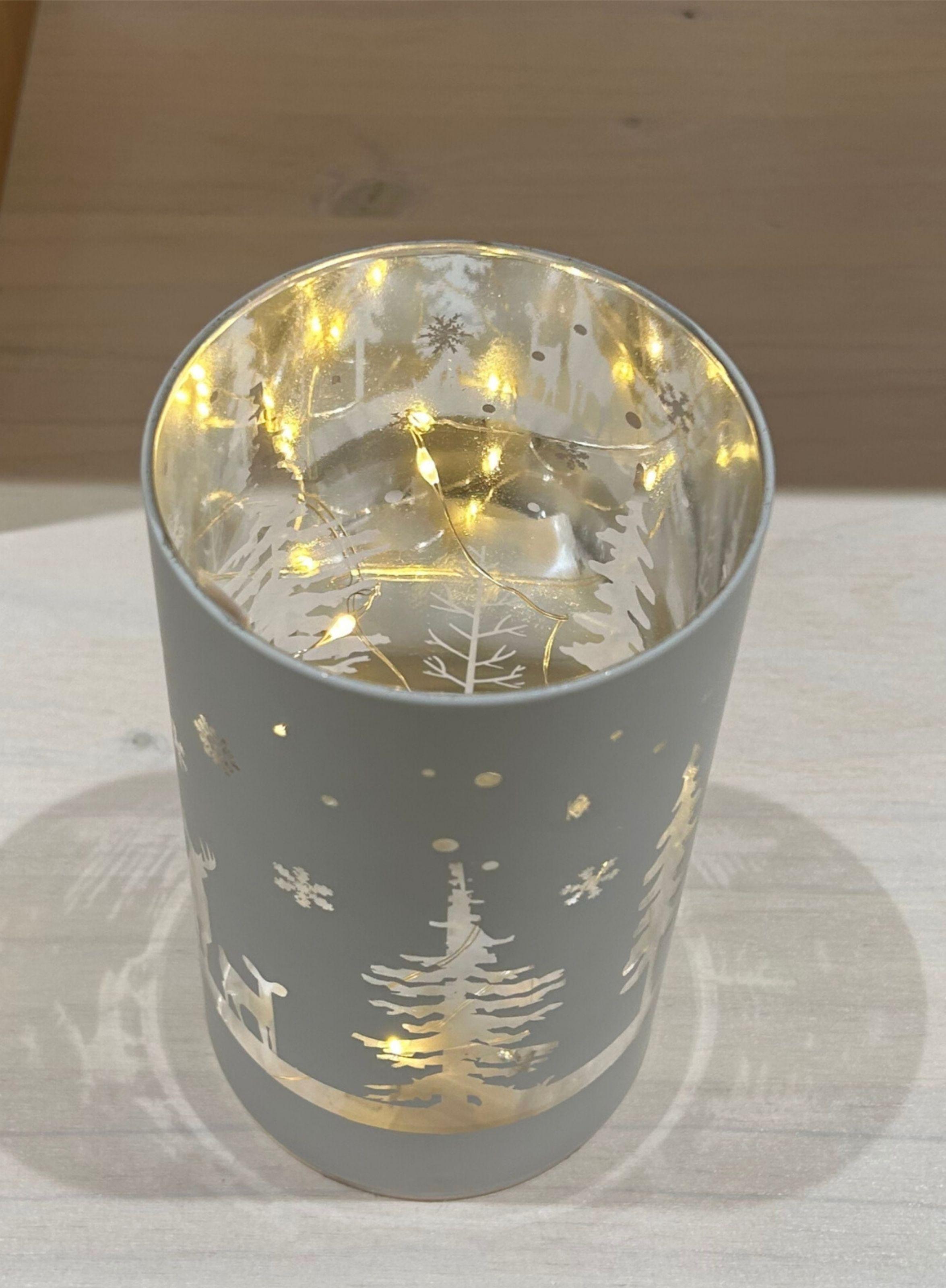 Pack 3 Portavela Led Navideño Gris-4