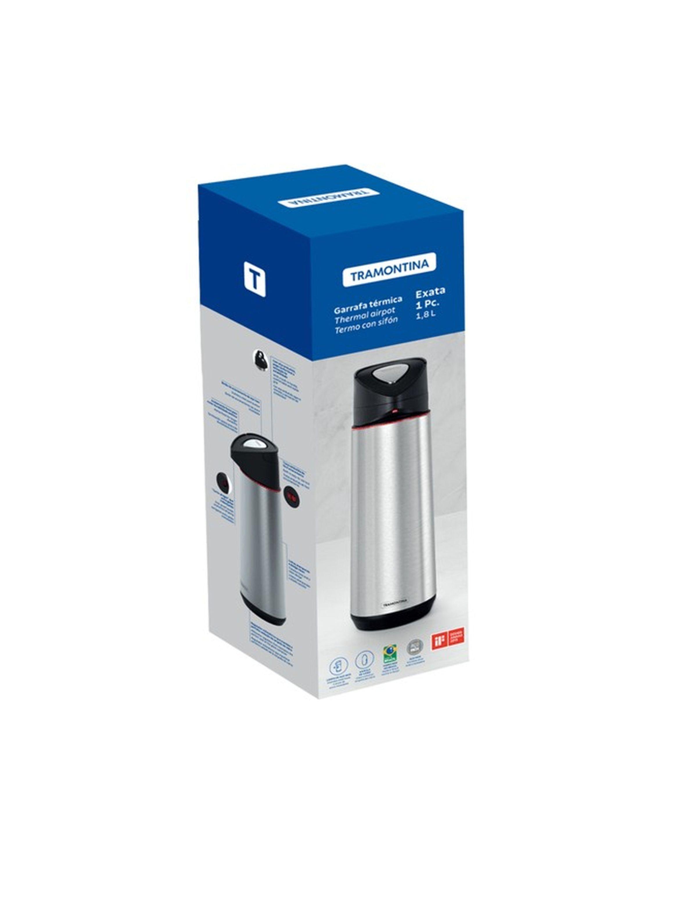 Termo con sifon Tramontina Exata de acero inoxidable con ampolla de vidrio 1.8 L-4