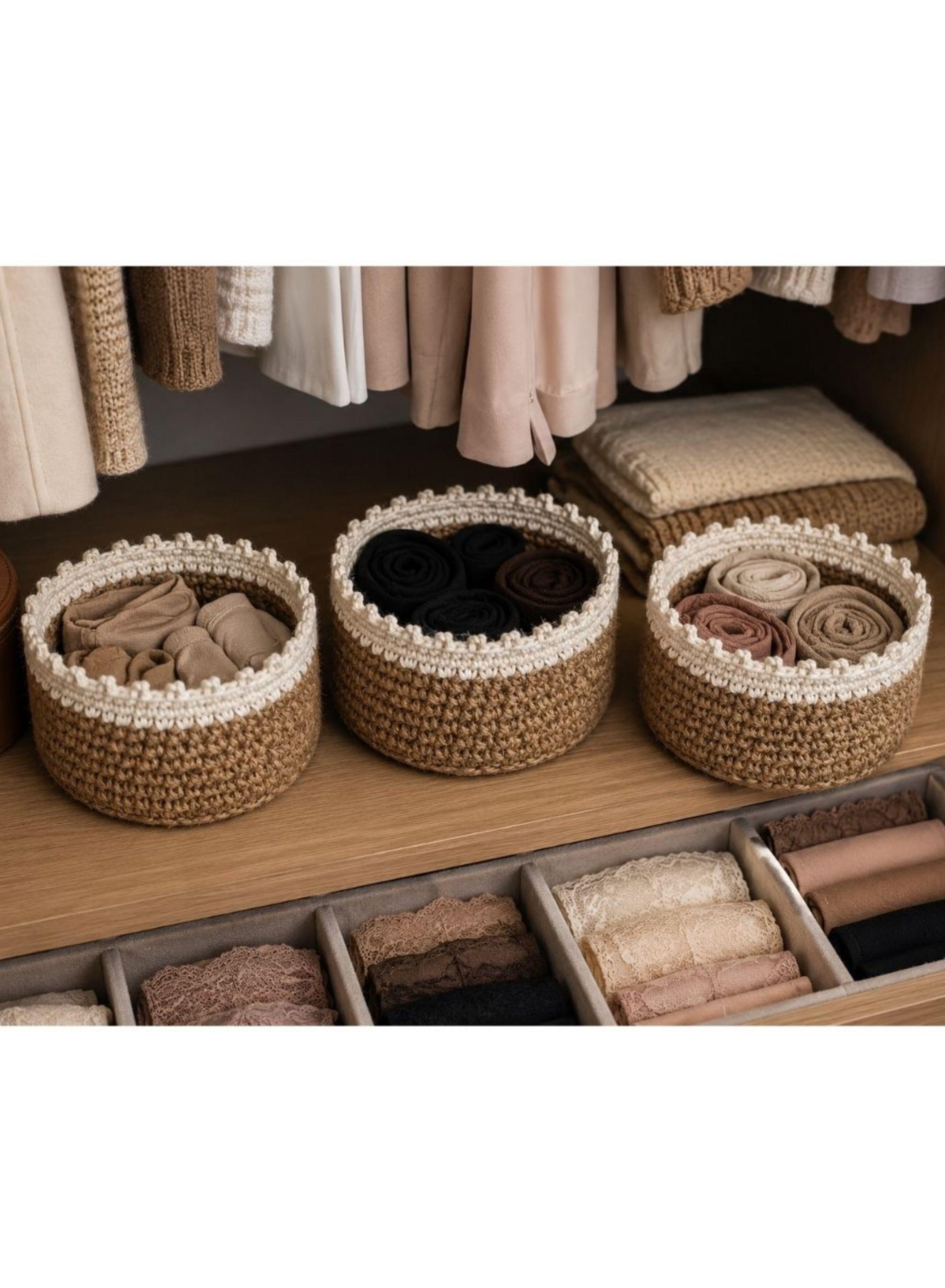 Cesta Delia S Organizadora Tejido de Yute y Algod n-3