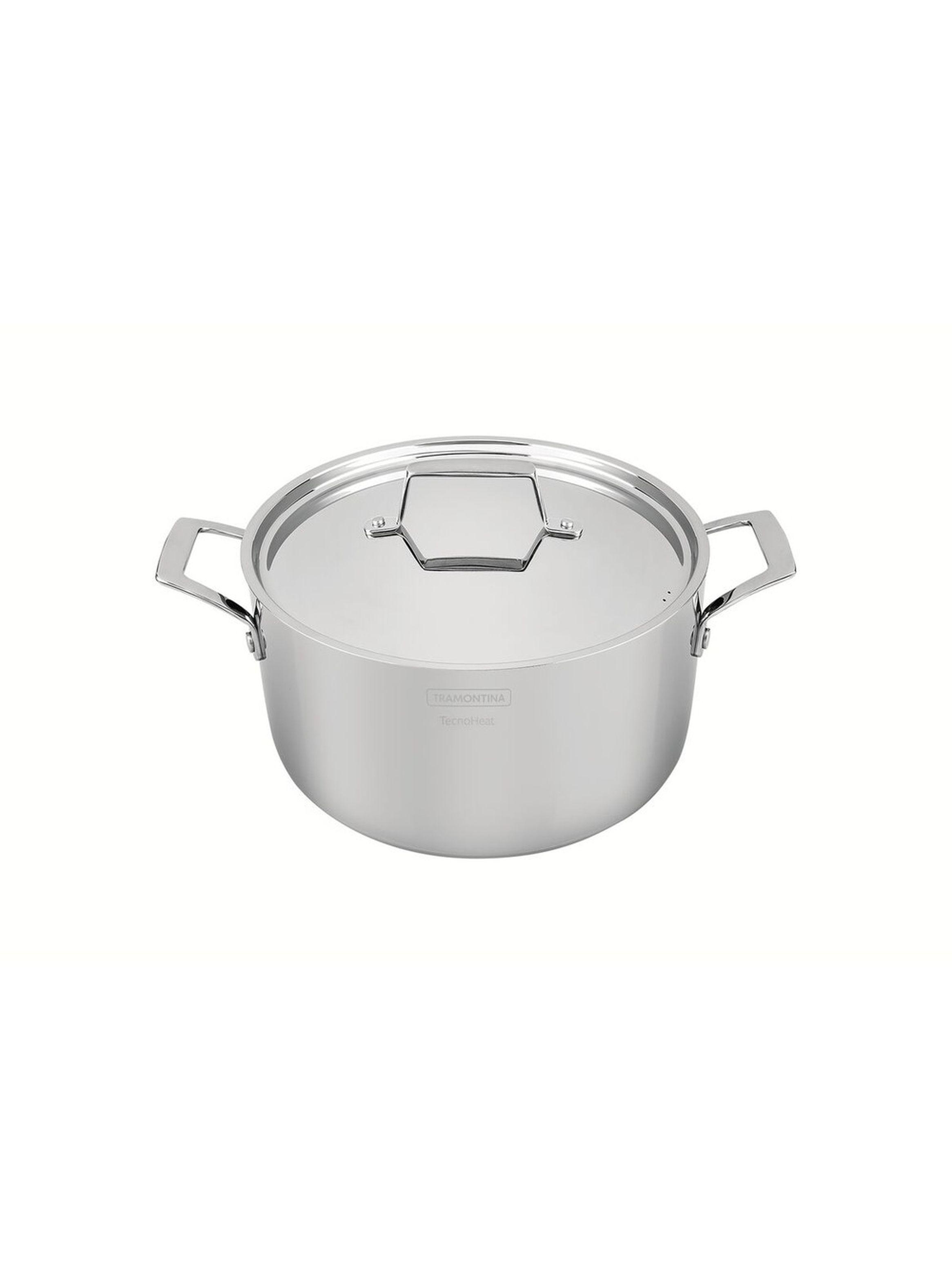 Cacerola Tramontina Grano rasa de acero inoxidable cuerpo triple con tapa y asas 24 cm 4 7 L-2