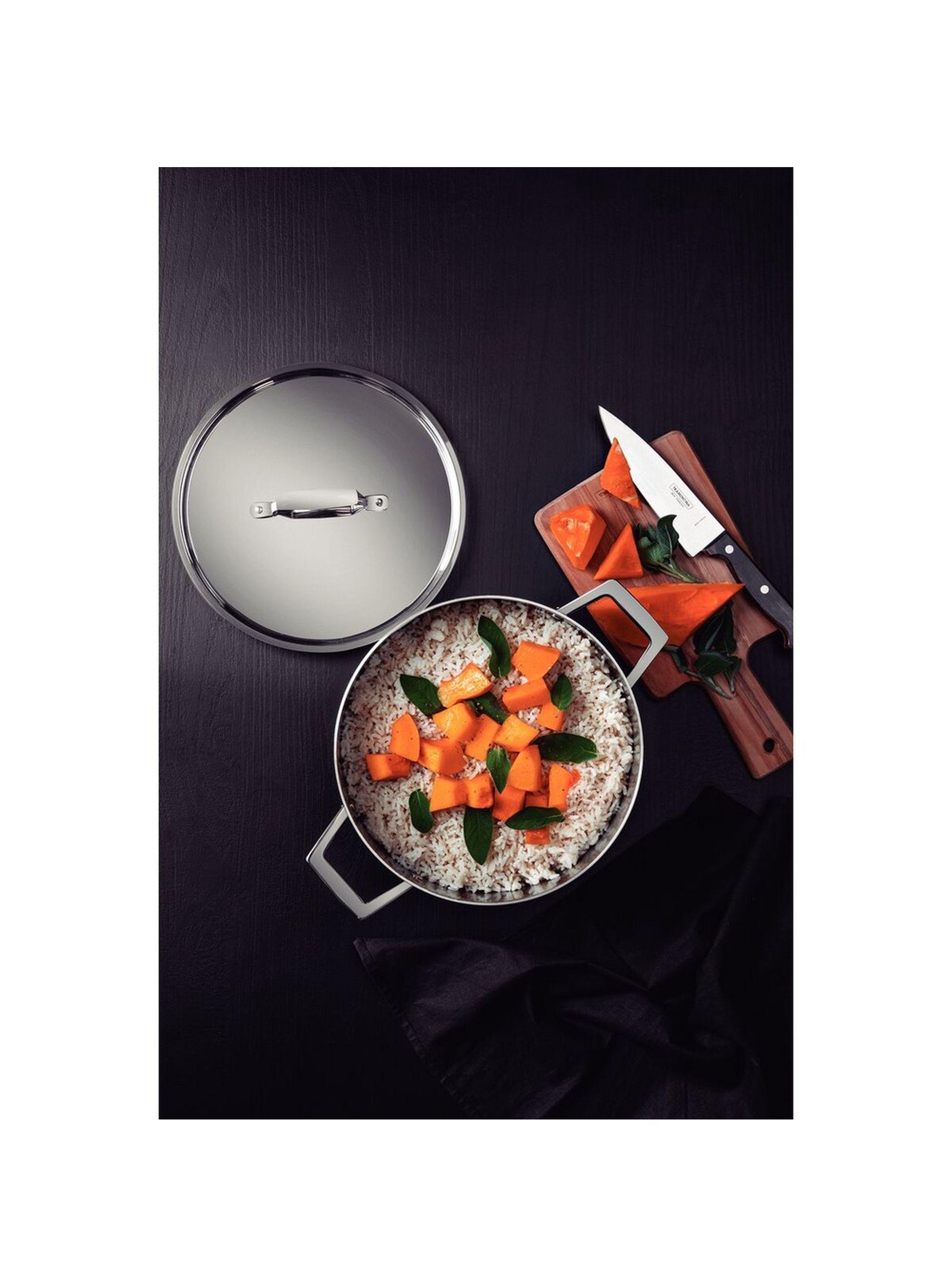 Cacerola Tramontina Grano rasa de acero inoxidable cuerpo triple con tapa y asas 24 cm 4 7 L-3