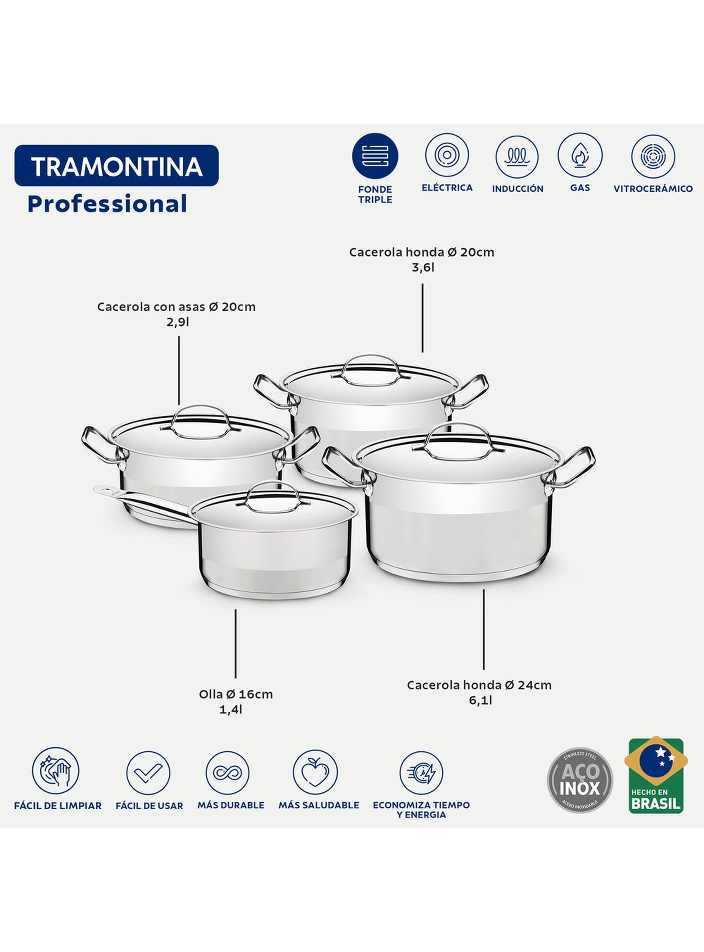 Bateria de Cocina en Acero 4 Piezas Tramontina Professional-2