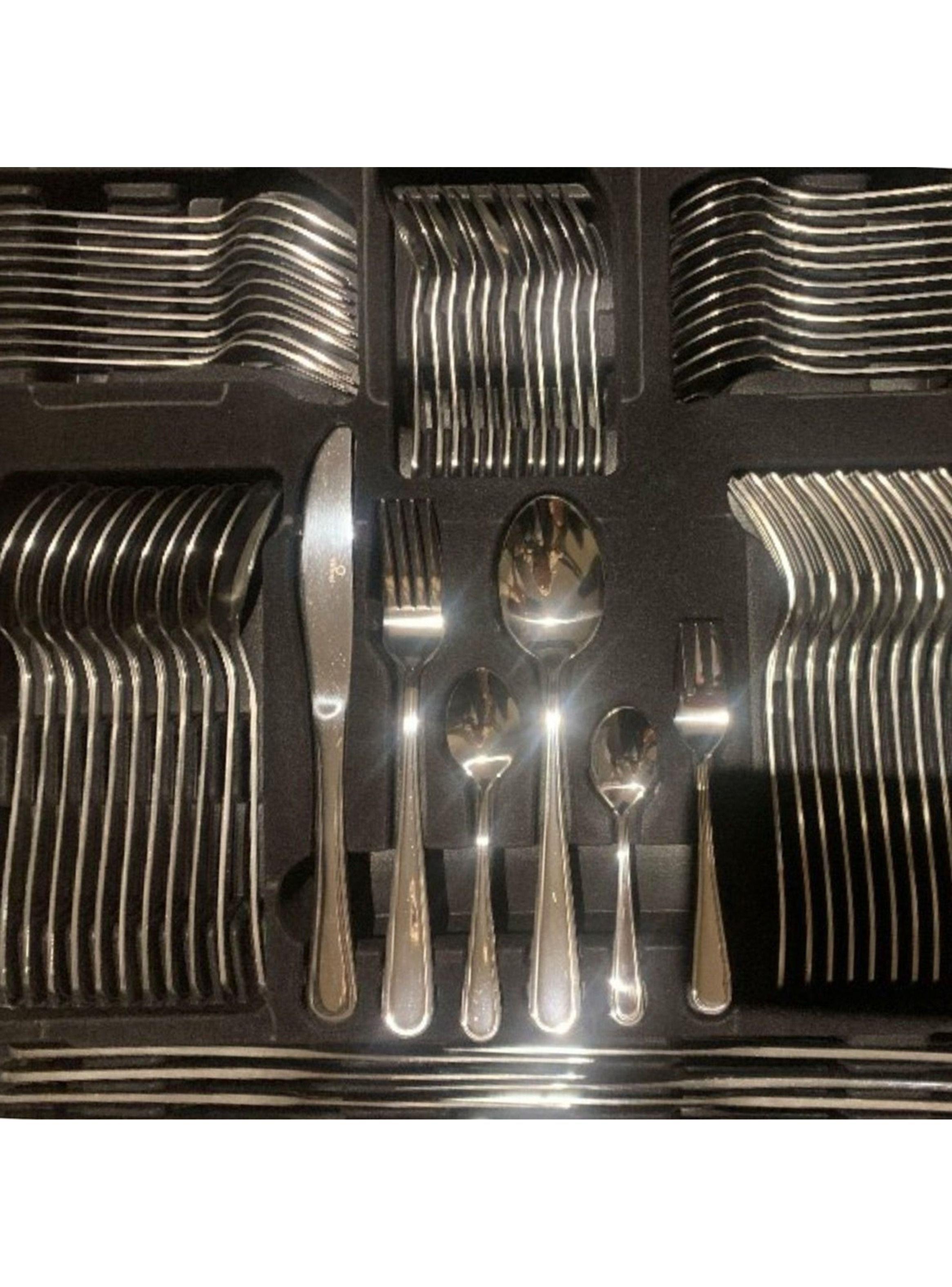 Set Mantel redondo 220 cm gris y Cuchiller a 72 piezas para 12 personas-7