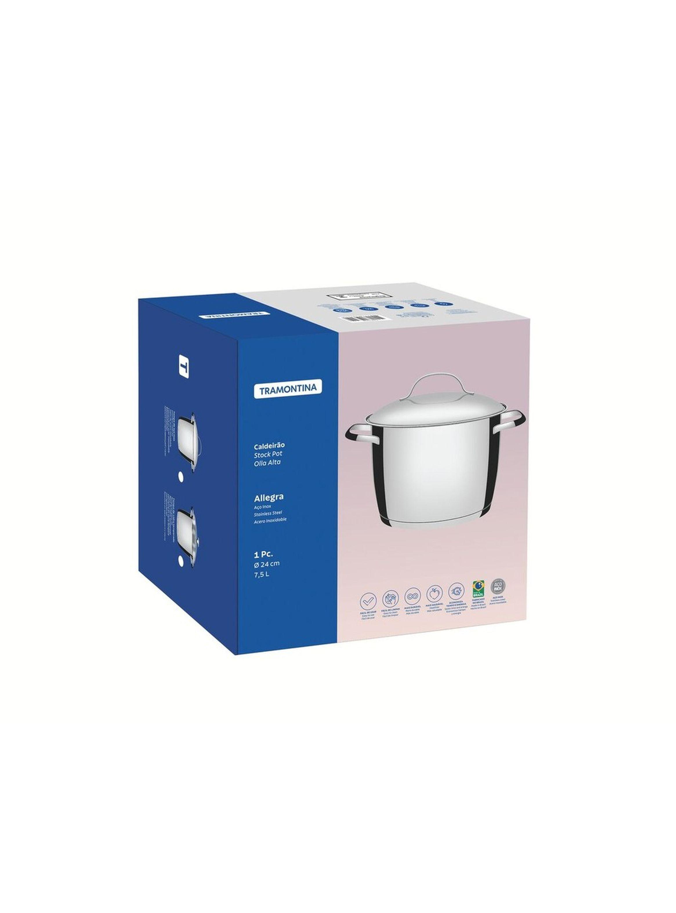 Olla Alta de Acero Triple Fondo 24cm 7 5L Tramontina Allegra-6