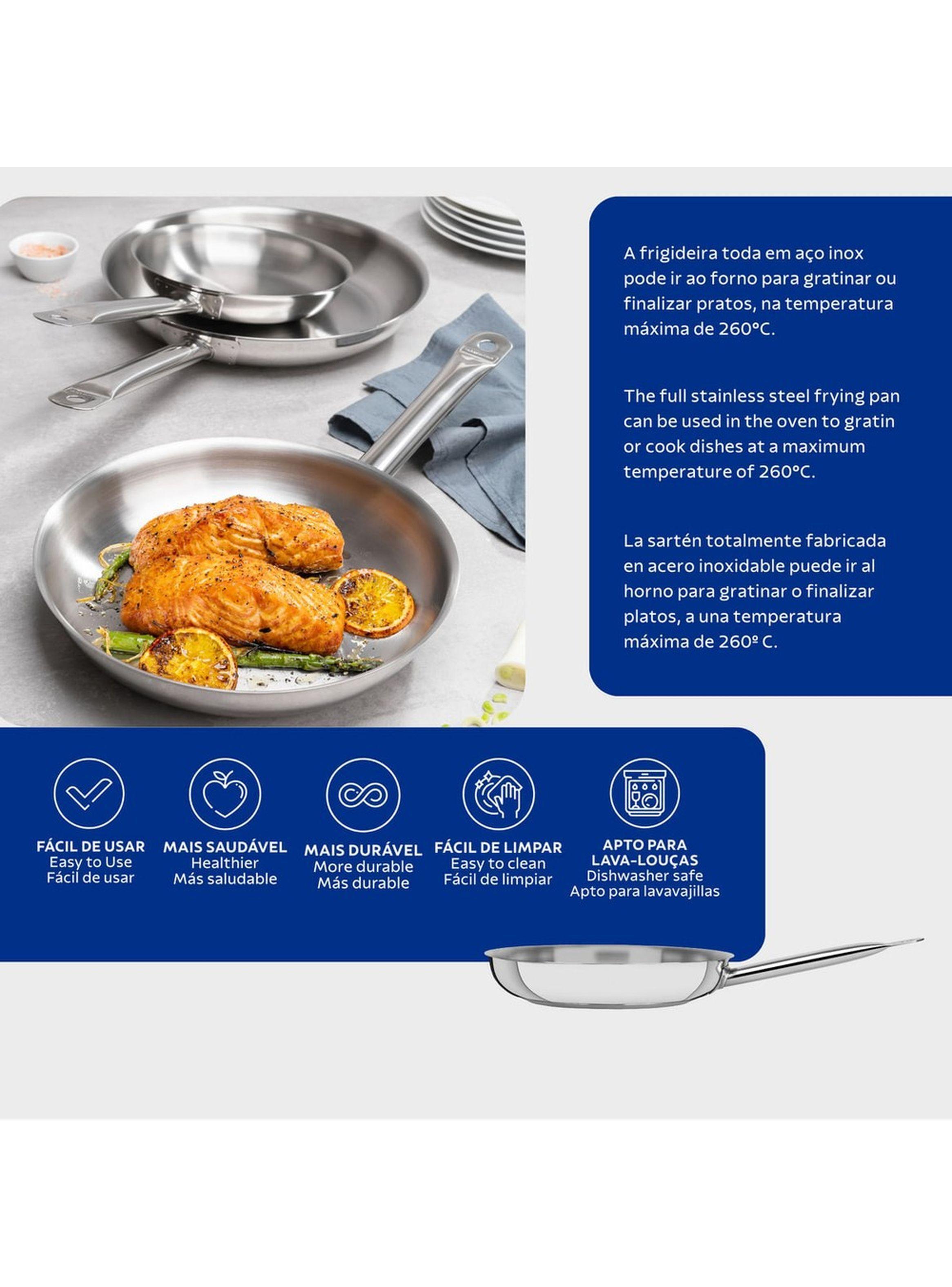 Sart n Tramontina Professional raso de acero inoxidable fondo triple con mango 20 cm 1 1 L-6