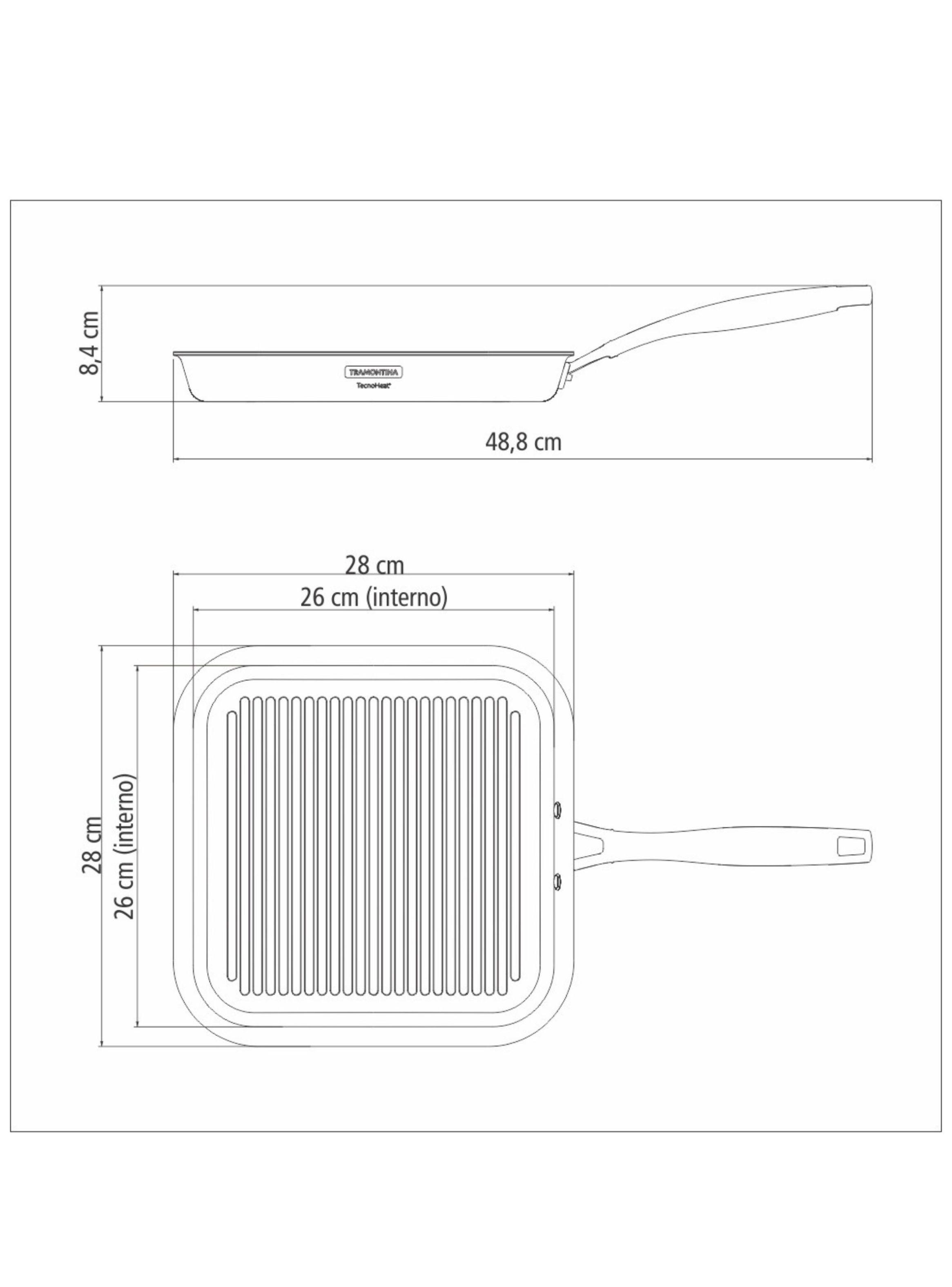 Plancha Grano de acero inoxidable con revestimiento interno antiadherente de 1 9 l Tramontina-6