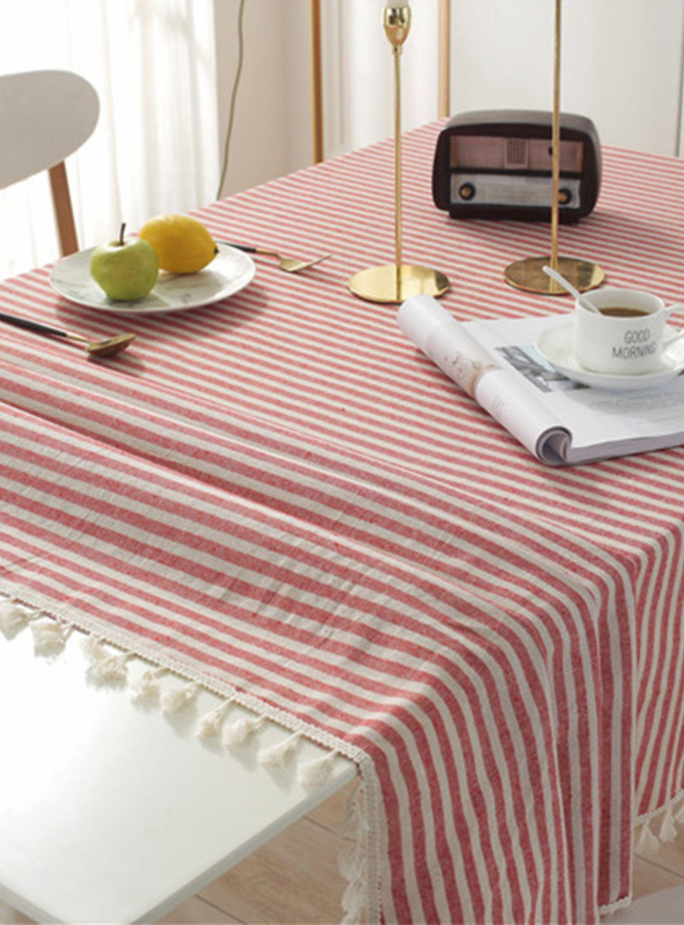 Mantel Rectangular Estampado con Borlas  140x220-3