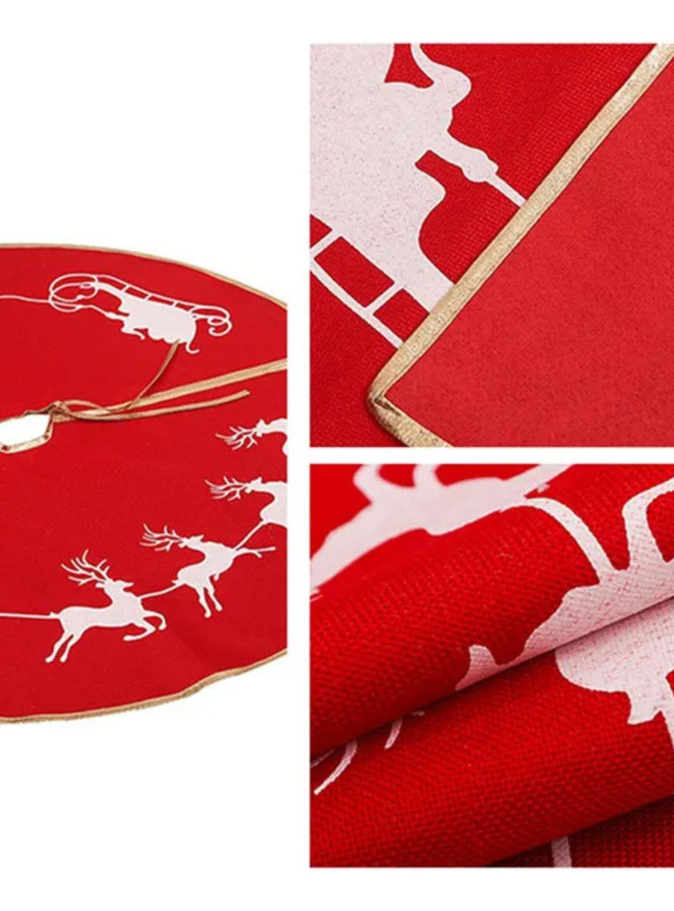 Faldón Arbol Navidad rojo con Trineos de 100 cm-3