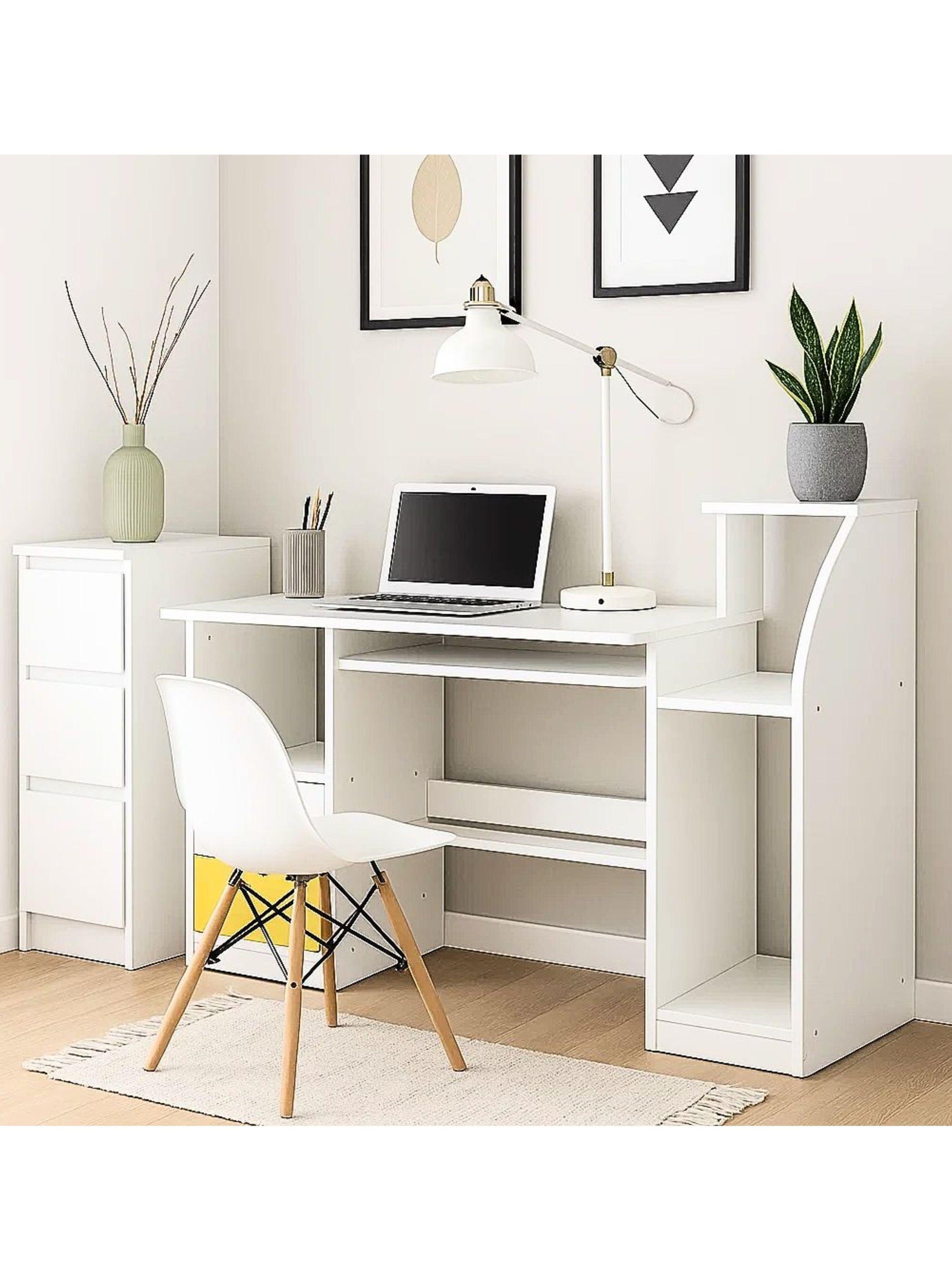 Escritorio Con Cajones y Repisas Blanco Buenos Aires-3