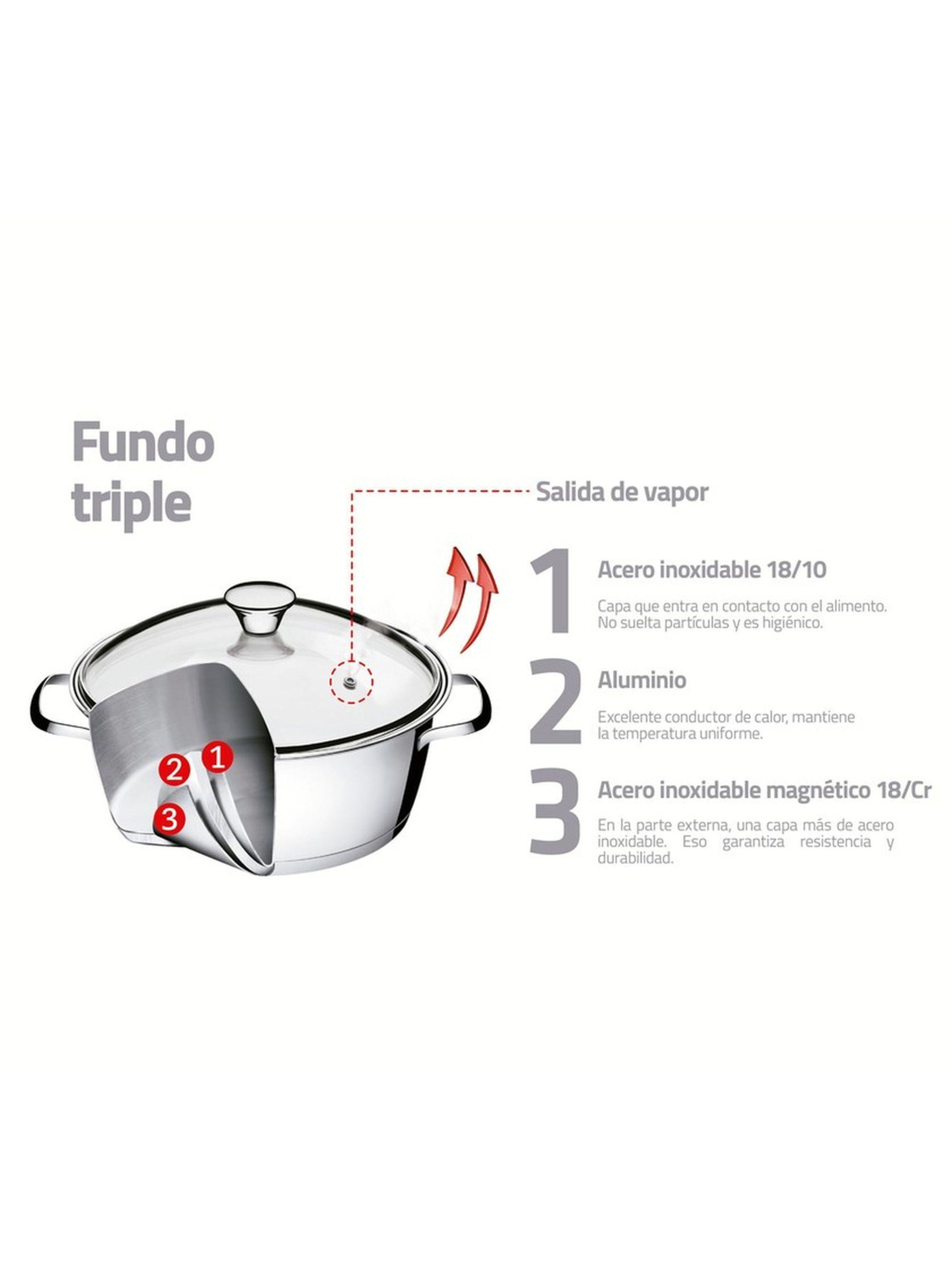 Cacerola de Acero Triple Fondo 20 cm 3.1L Tramontina Allegra-3