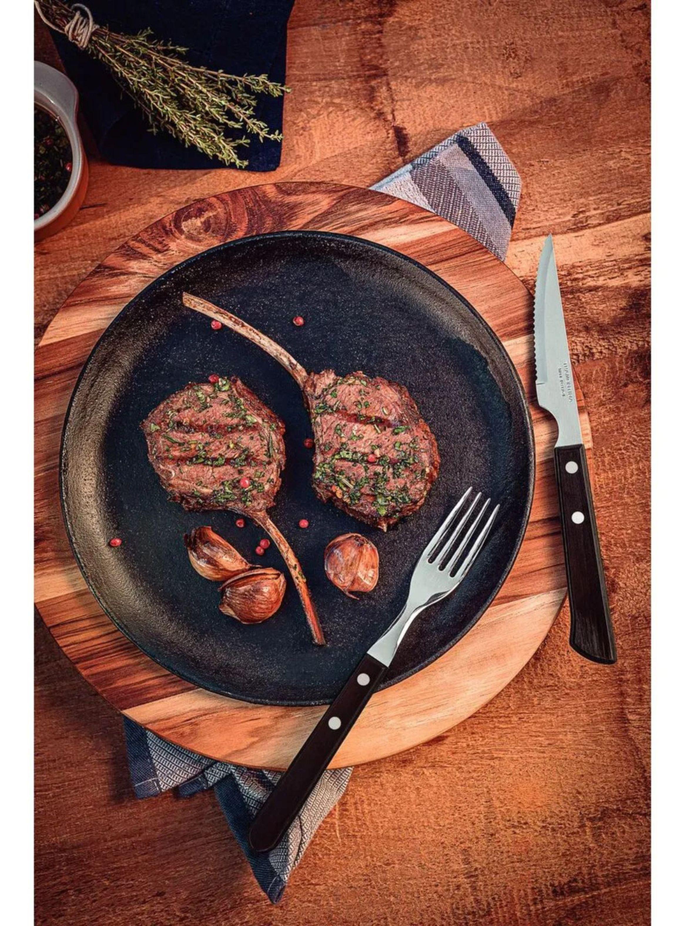 Juego de Cubiertos para Asado Tramontina de Acero Inoxidable con Mango Casta o Polywood 12 piezas-5