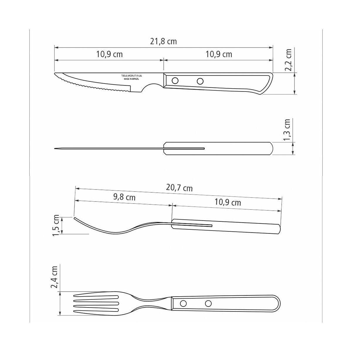 Juego de Cubiertos para Asado Tramontina de Acero Inoxidable con Mango Casta o Polywood 12 piezas-6
