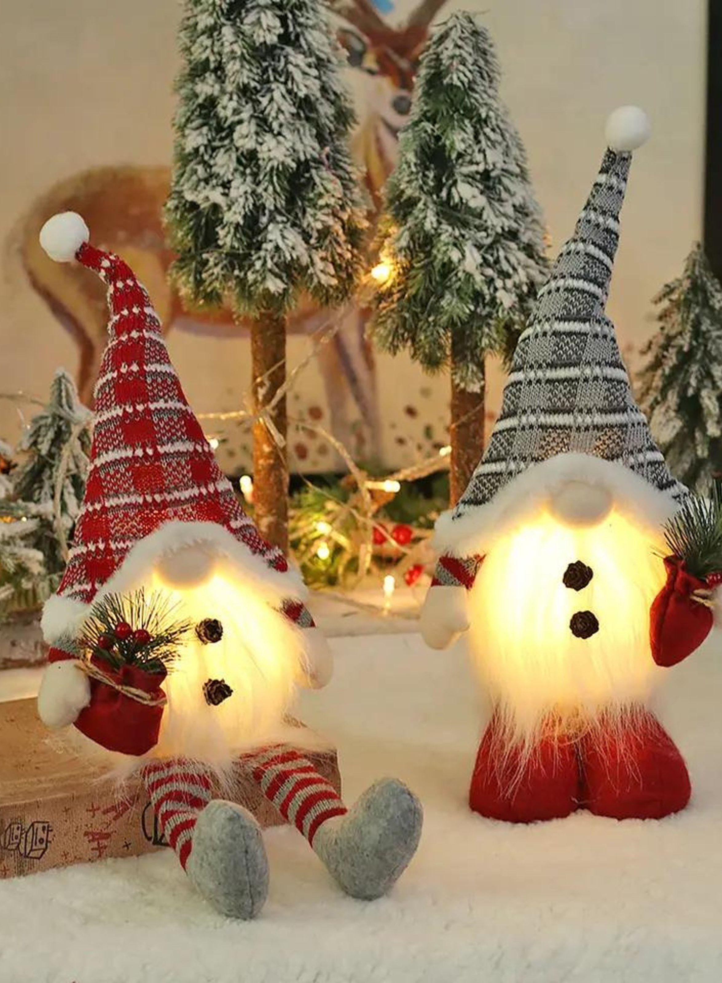 Pack 2 Duendes Luminosos Gorro Rojo piernas largas y Gorro Gris de Pie-0