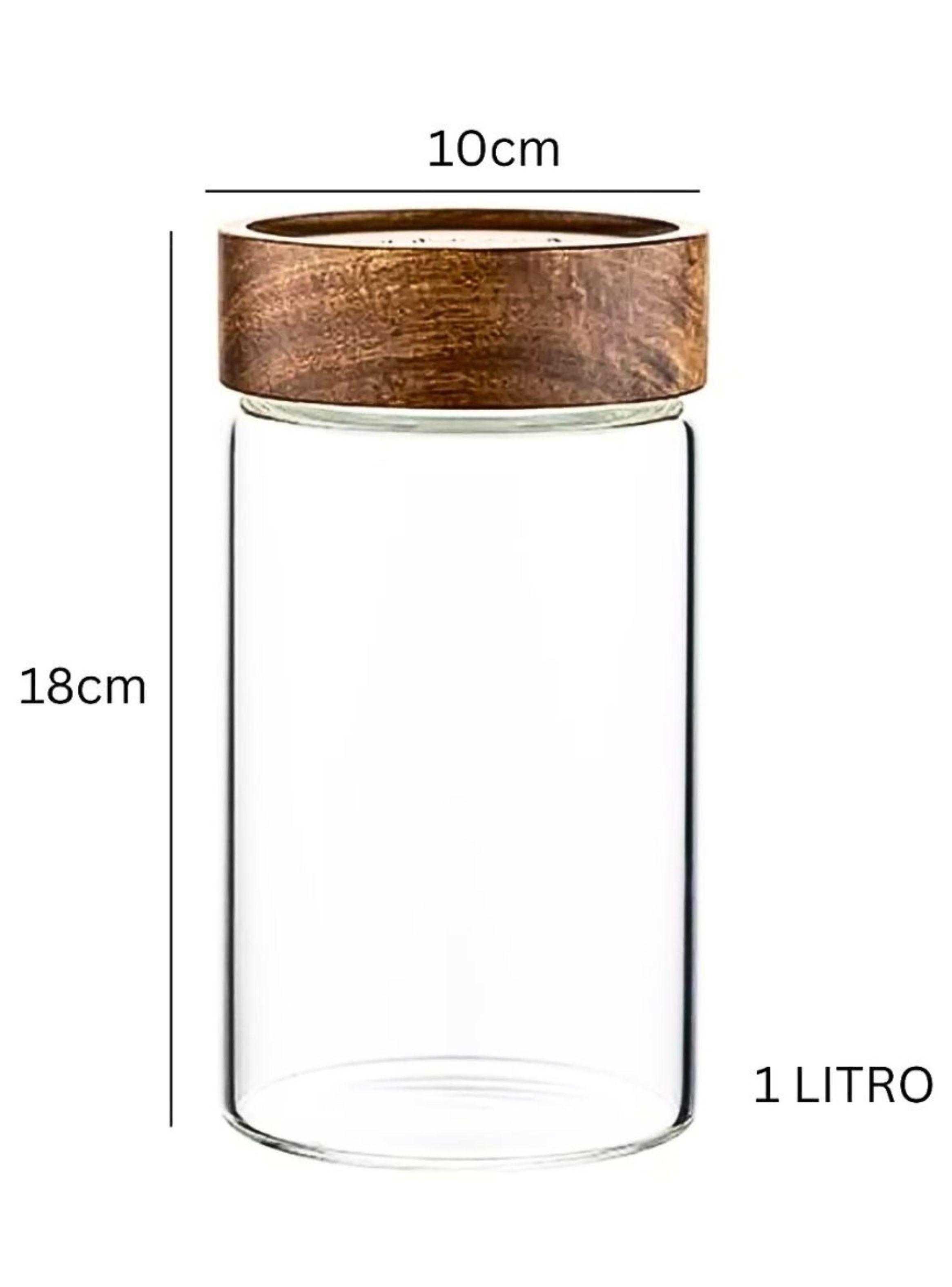 Set de 3 Frascos de Vidrio con tapa de Madera 1000 ml-2