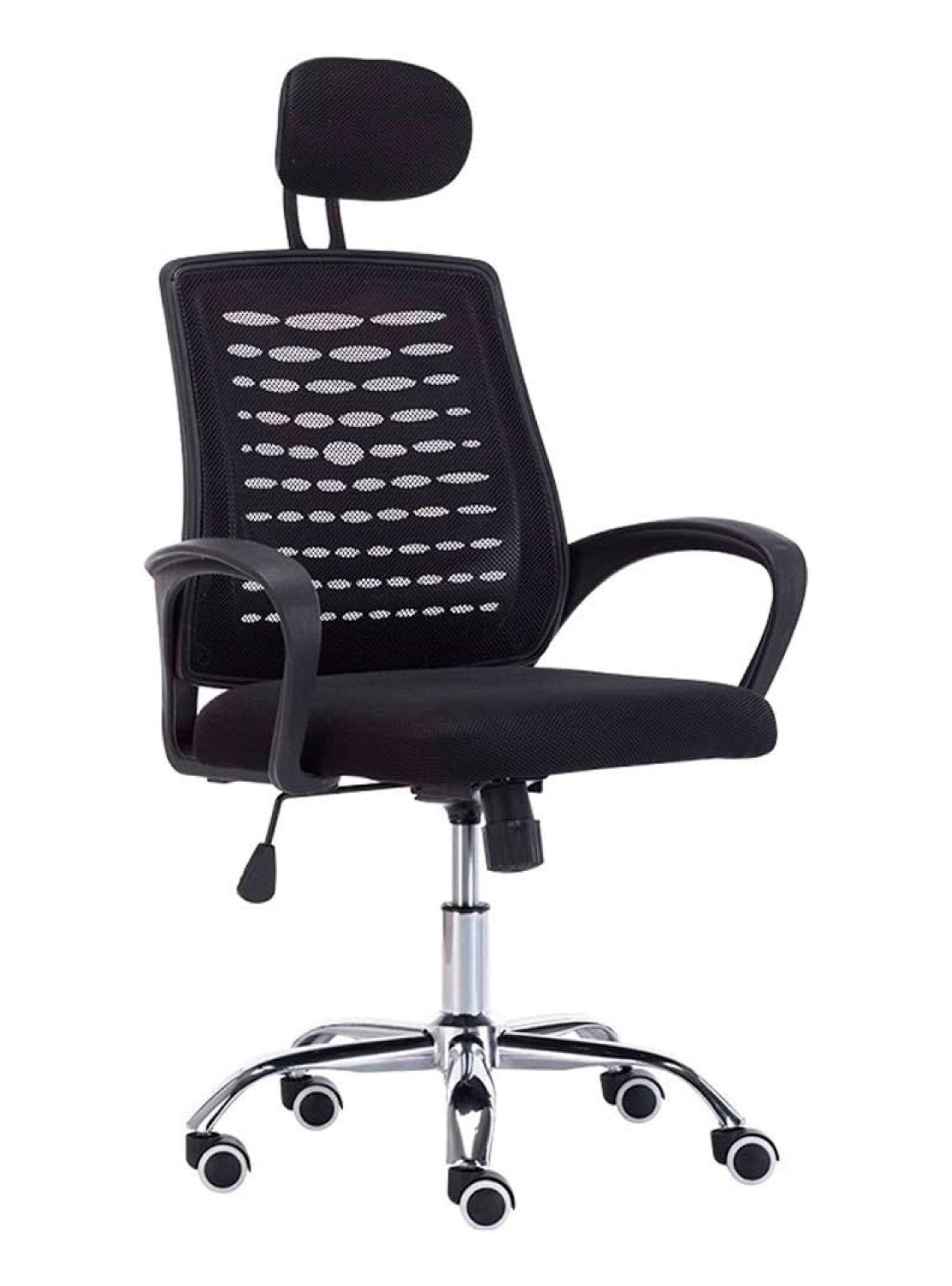 Silla oficina simply mesh negra con apoyabrazos y cabeza-3