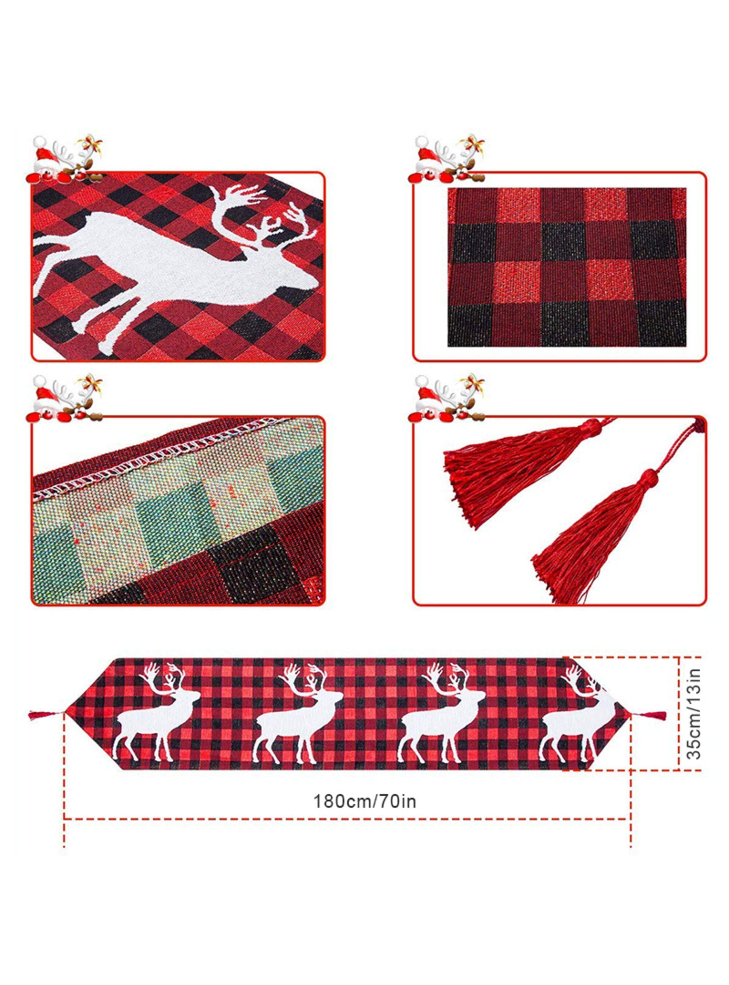 Camino de Mesa Navideño Bordado Reno Blanco 180 cm x 35 cm - Bohemik-3