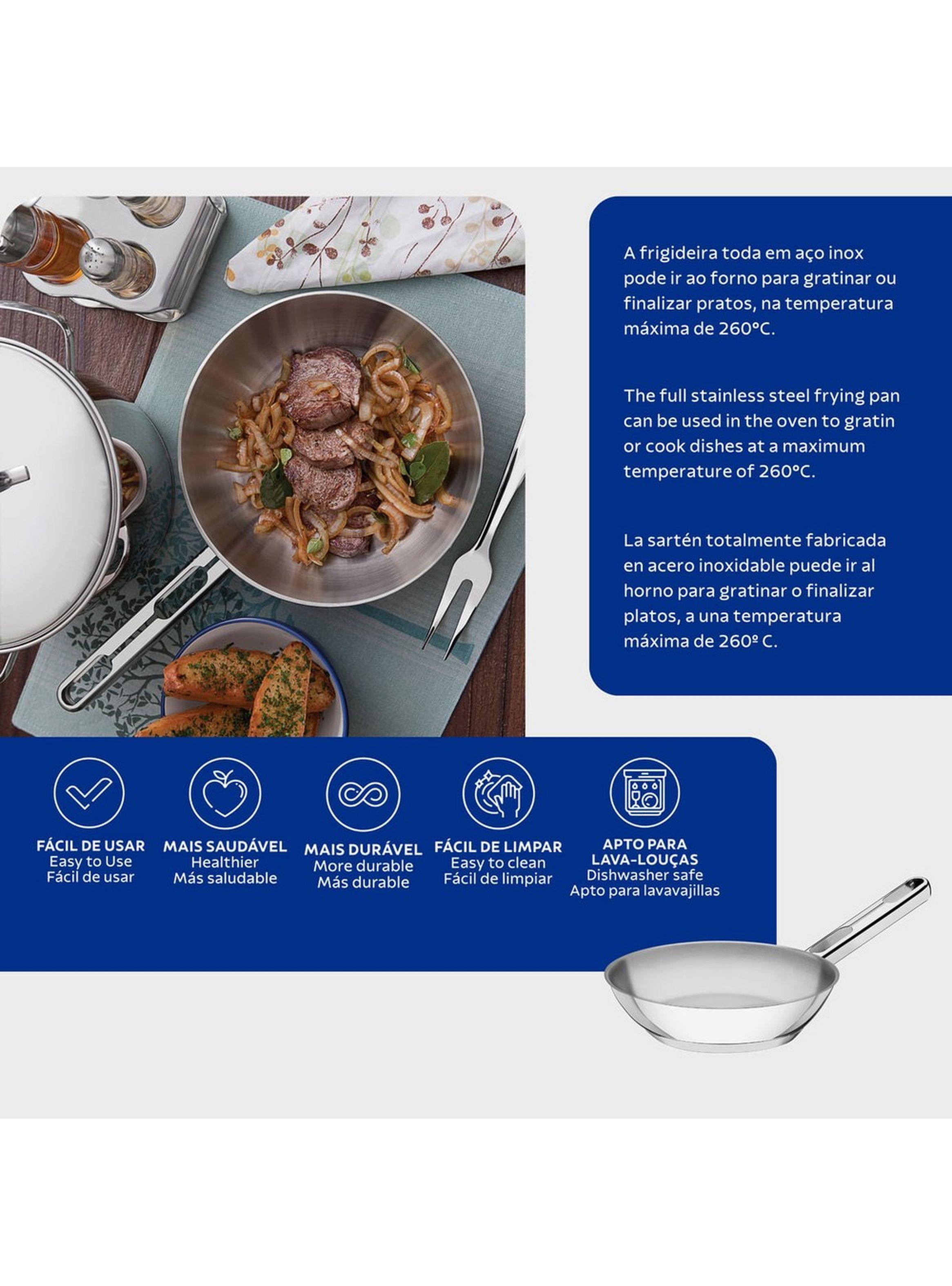 Sart n Allegra de acero inoxidable con fondo triple de 28 cm Tramontina-3