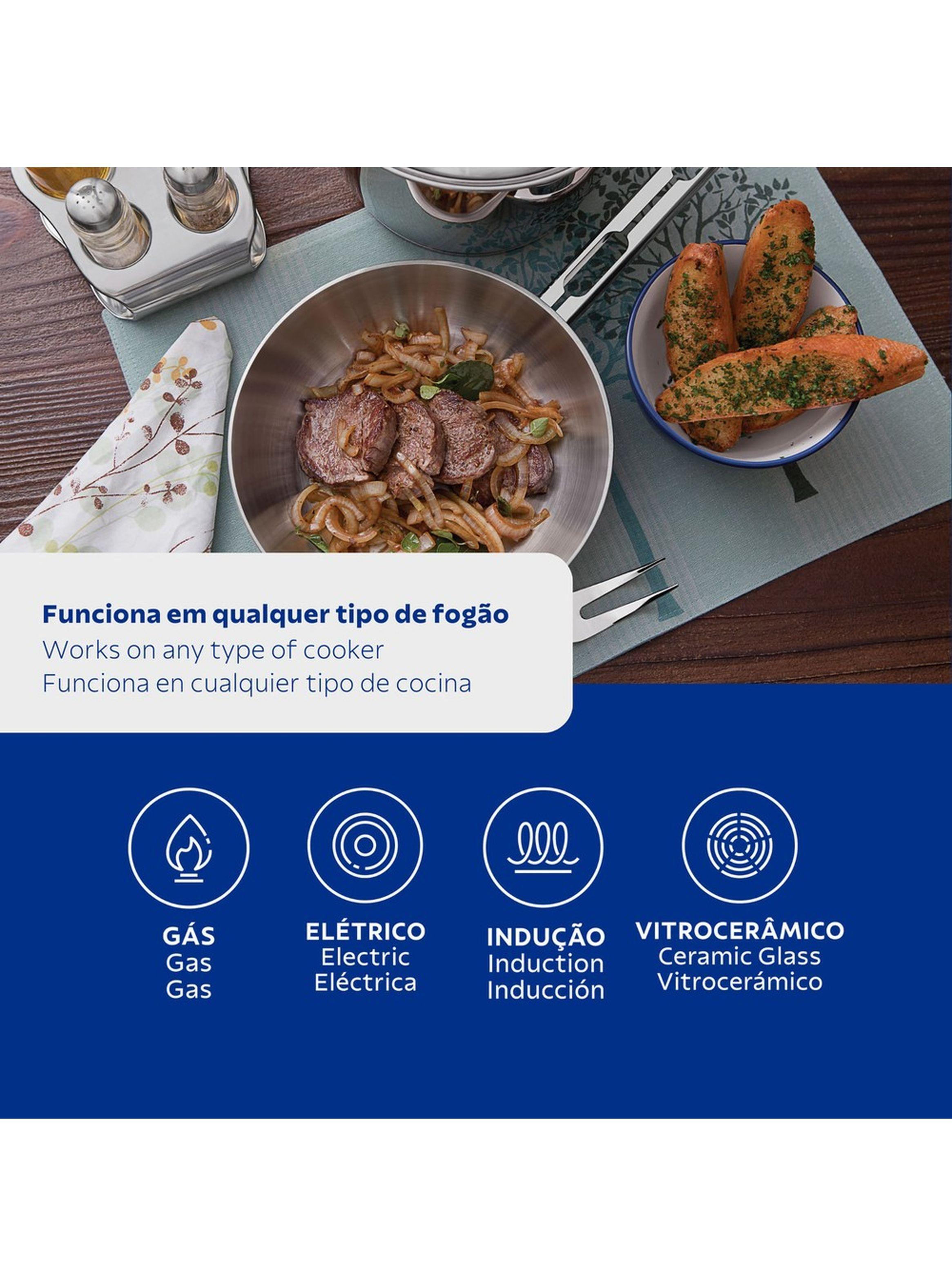 Sart n Allegra de acero inoxidable con fondo triple de 28 cm Tramontina-5