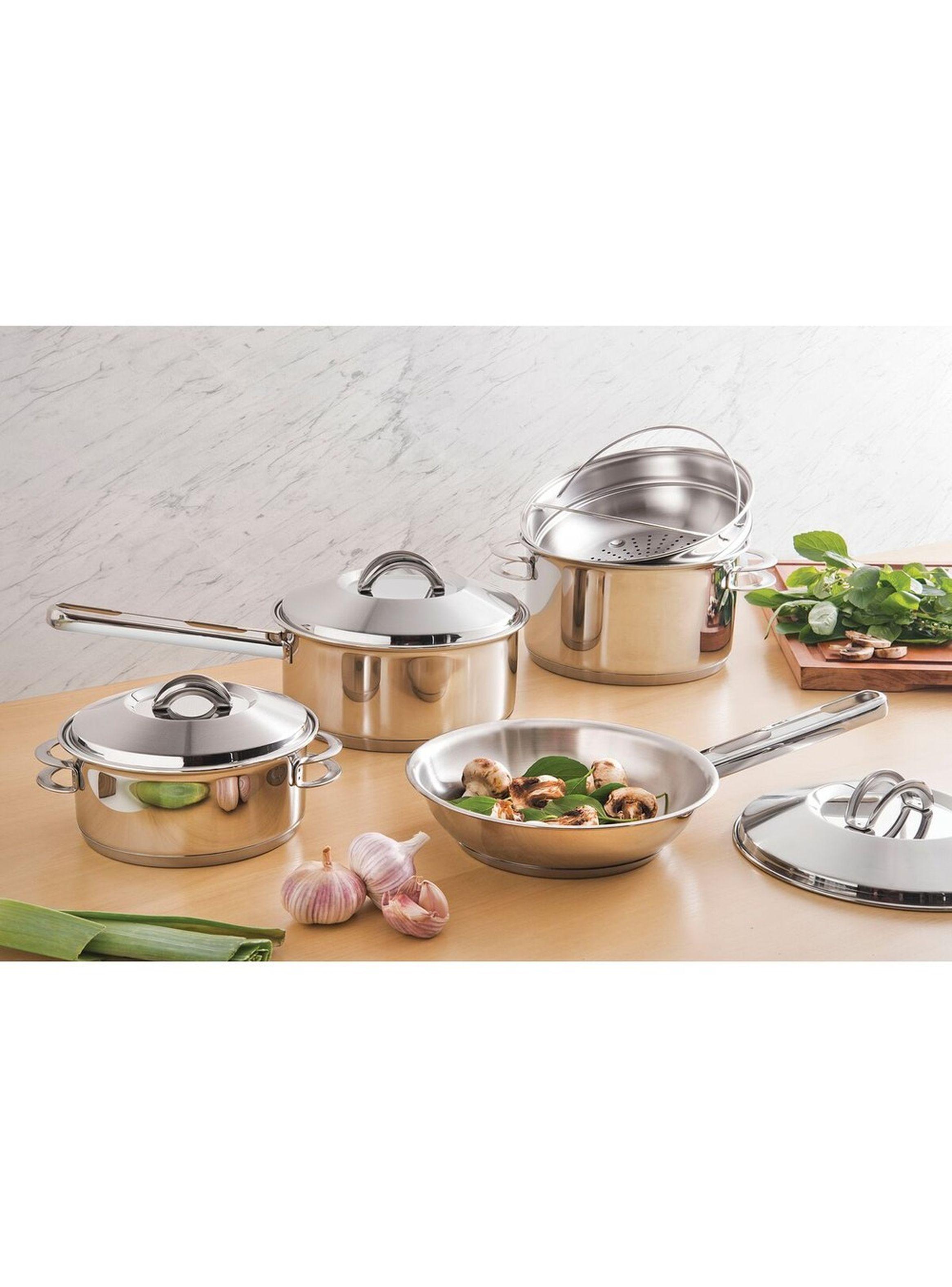 Cacerola Tramontina Solar rasa de acero inoxidable fondo triple con tapa y asas 16 cm 1 4 L-2