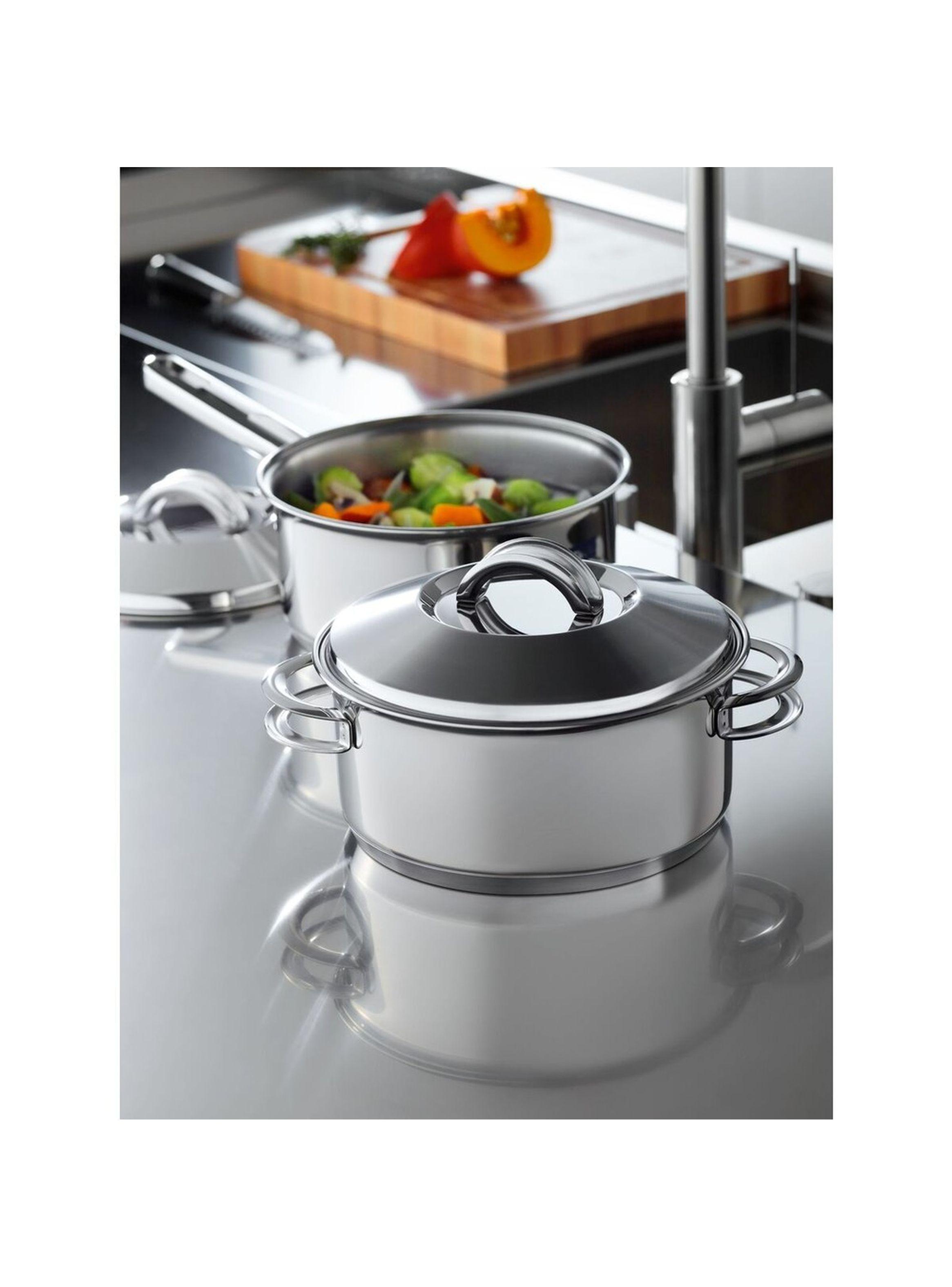 Cacerola Tramontina Solar rasa de acero inoxidable fondo triple con tapa y asas 16 cm 1 4 L-4