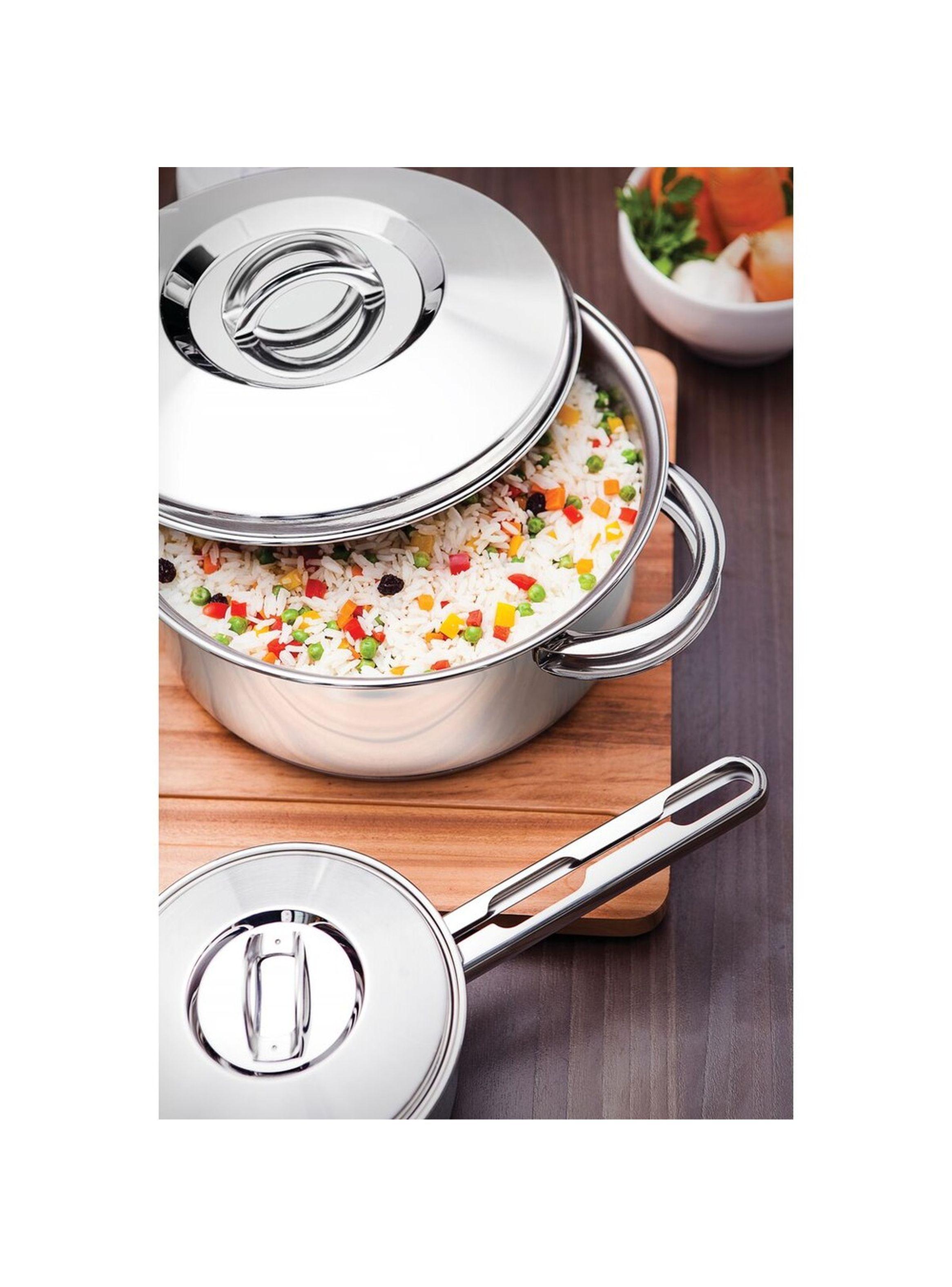Cacerola Tramontina Solar rasa de acero inoxidable fondo triple con tapa y asas 16 cm 1 4 L-5
