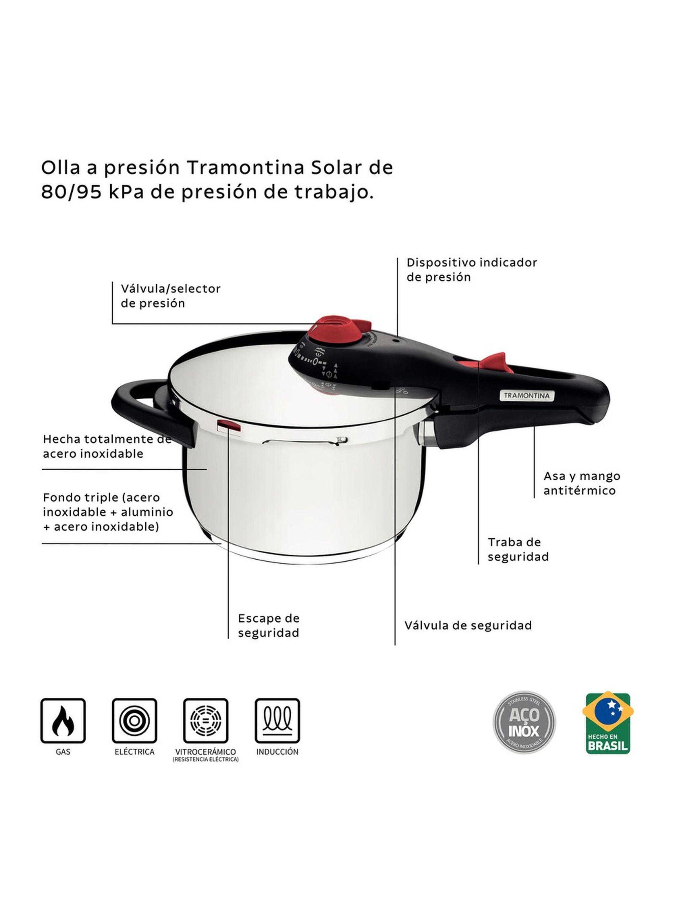 Olla presion  Solar  A. inoxidable fondo triple 5 dispositivos seguridad 22 -4
